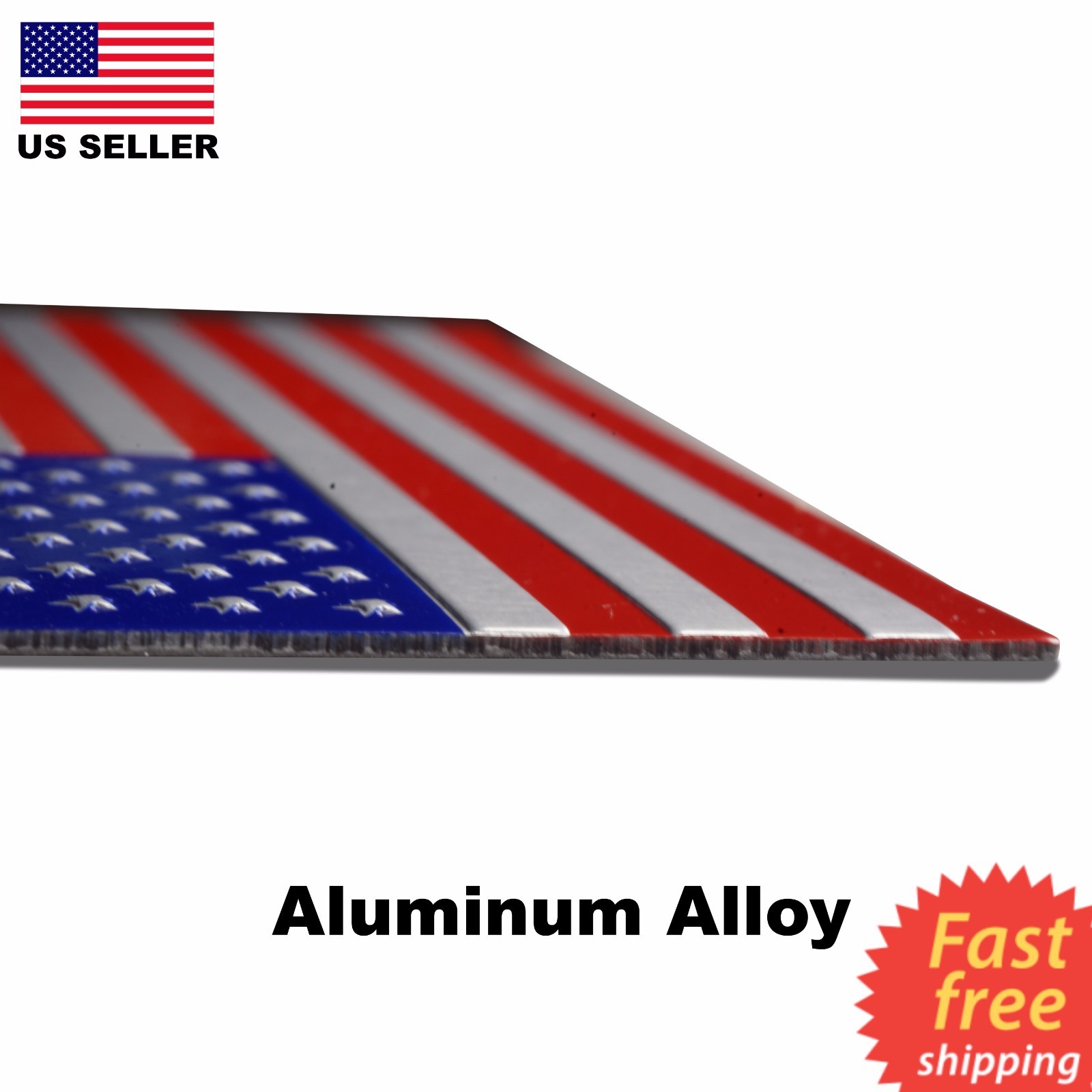 ALUMINUM US Flag Sticker 3D Emblem Decal Patriotic Auto, Car, Truck 3.15″x1.75″