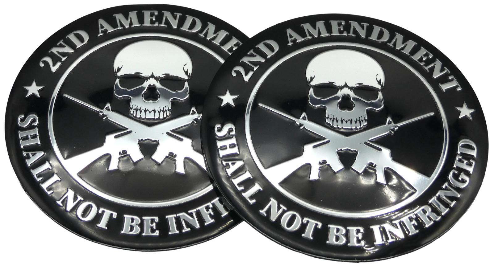 2x Metal 2nd Amendment Decal Sticker Emblem Badge Auto Car Truck Dome 2.20″