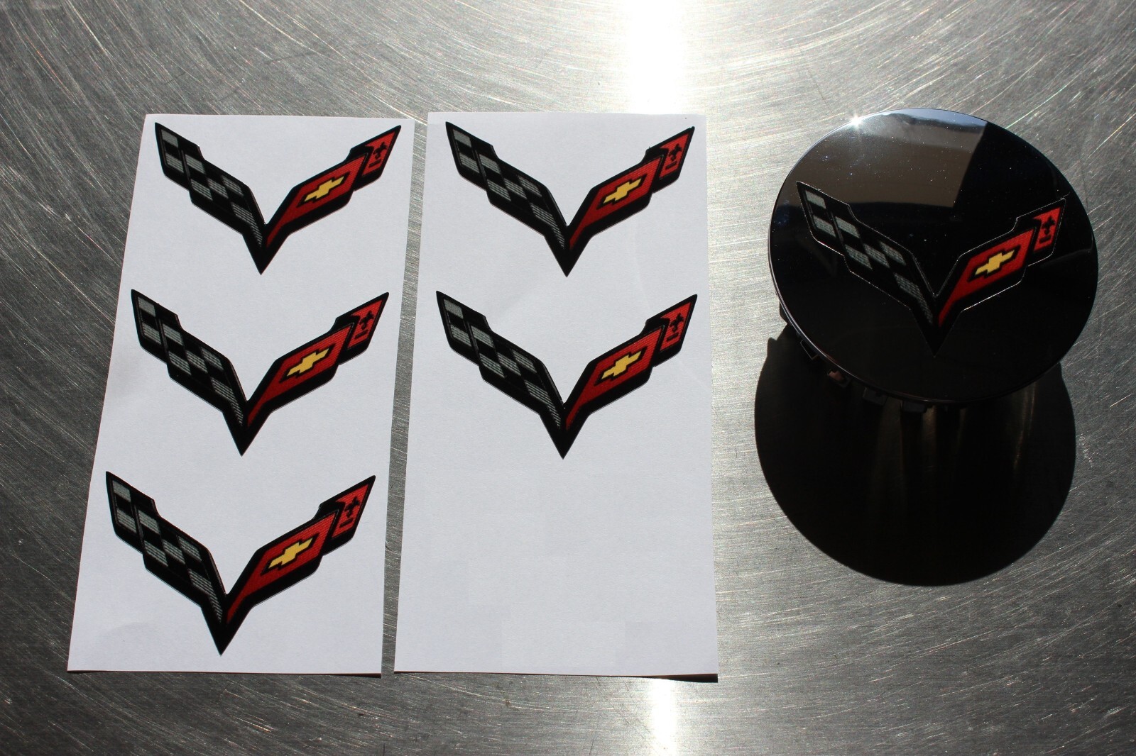 2014 2015 2016 2017 2018 2019 C7 Corvette Logo Center Cap Sticker Decals Wheel