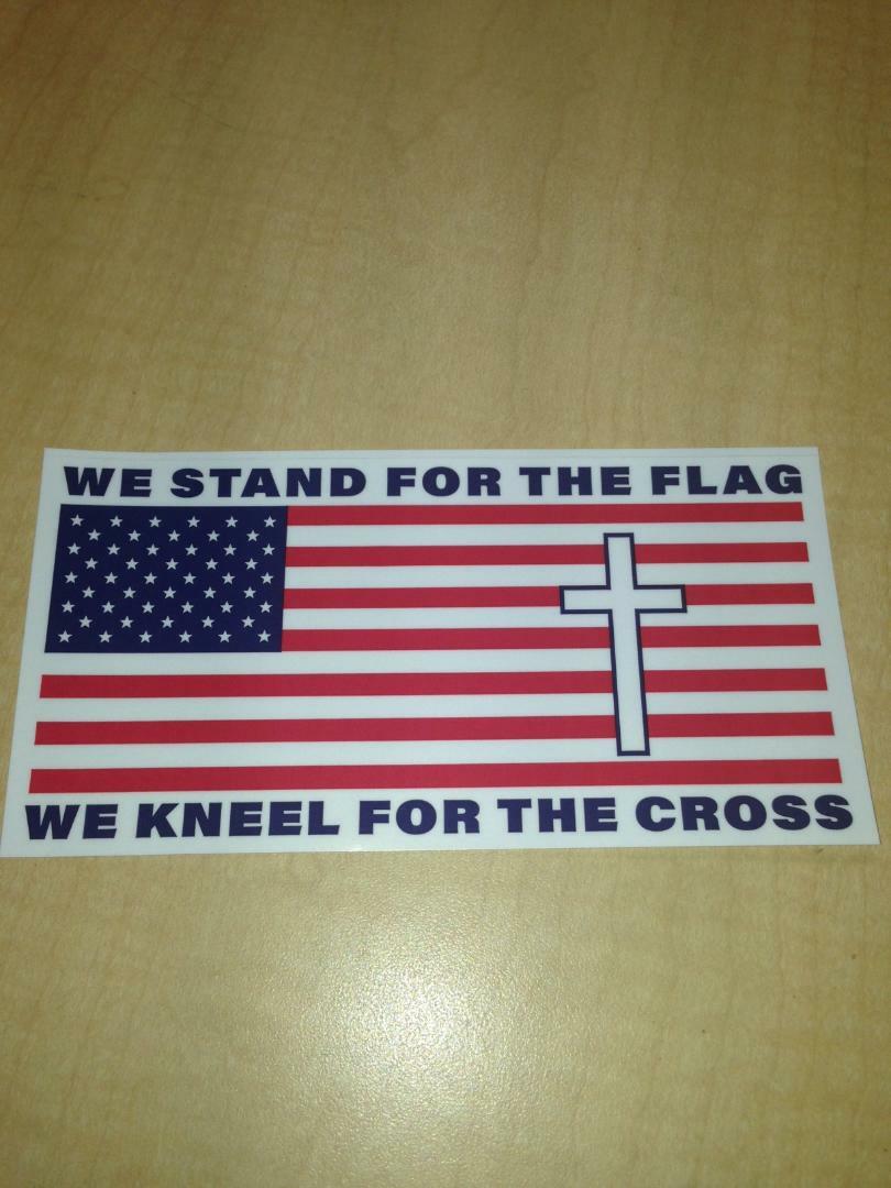 We Stand For The Flag We Kneel For The Cross Patriotic American Bumper Sticker