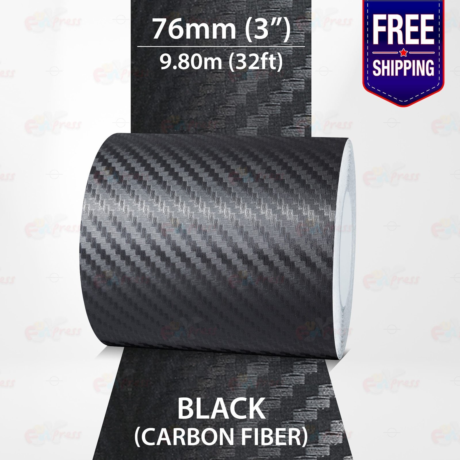 CARBON FIBER BLACK 3″ PIN STRIPE Car Model Motorcycle TAPE Vinyl Sticker 76mm