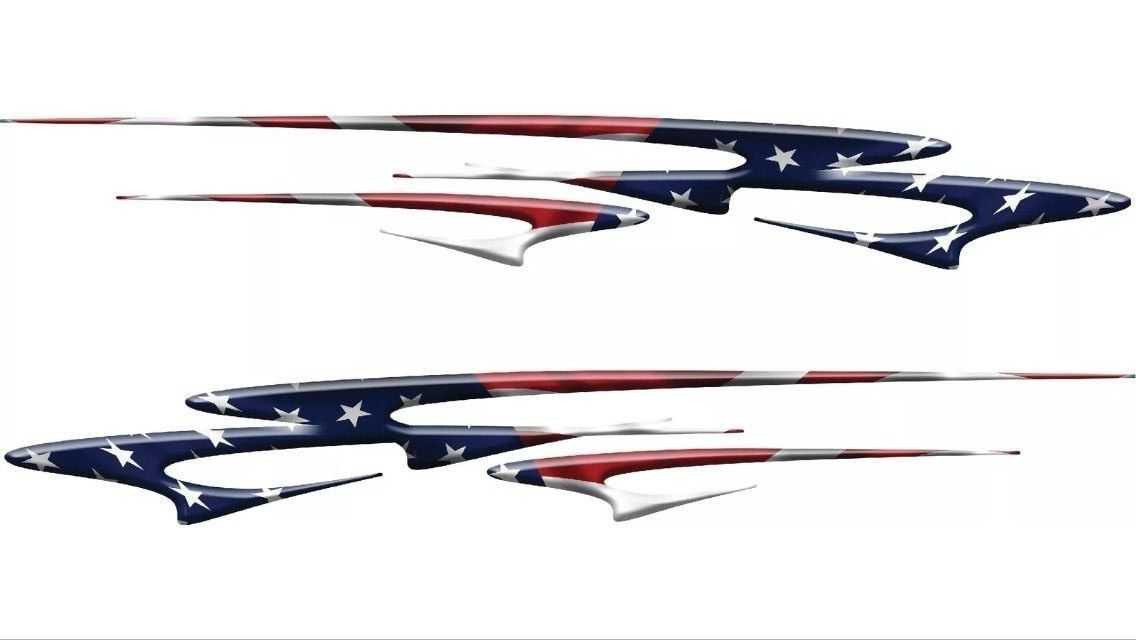 24″ SET Boat Car Truck America Flag USA Graphic Decal Racing Flag Stickers Wrap