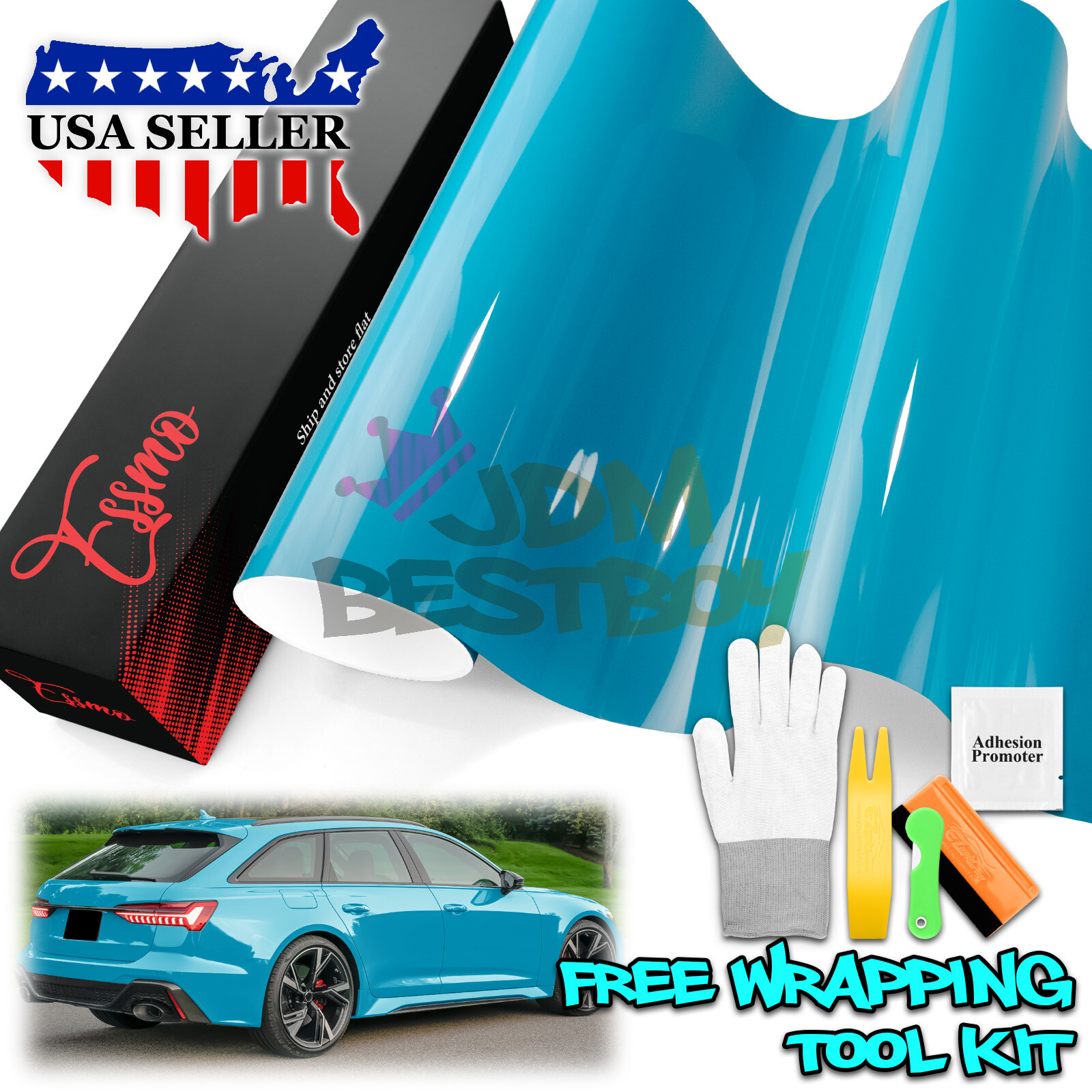 ESSMO PET Super Gloss Miami Blue Car Vehicle Vinyl Wrap Decal Glossy Like Paint