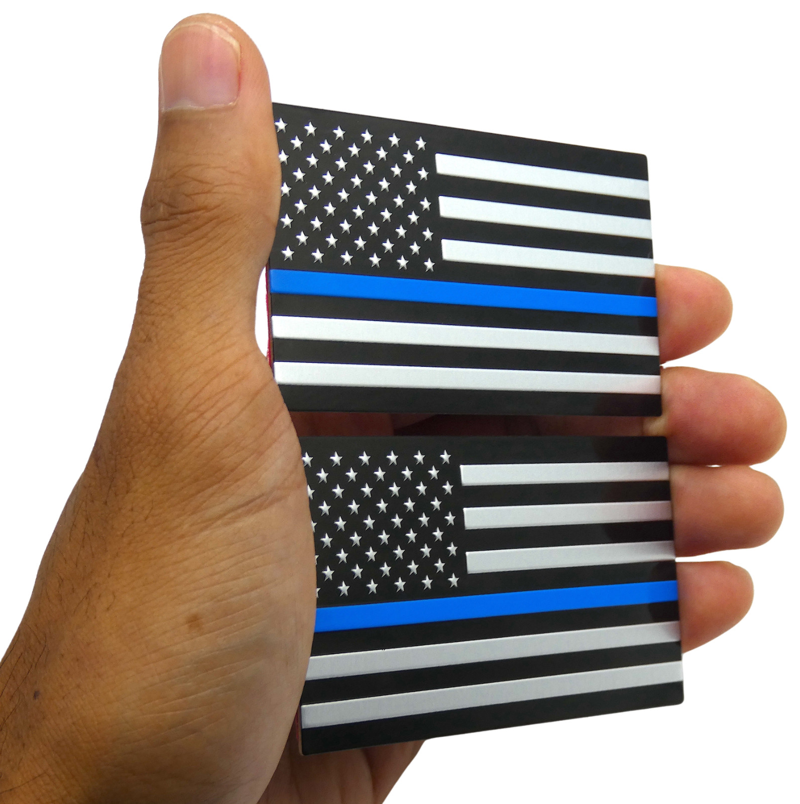 2x ALUMINUM Thin Blue Line Decal Sticker Car, Motorcycle, SUV