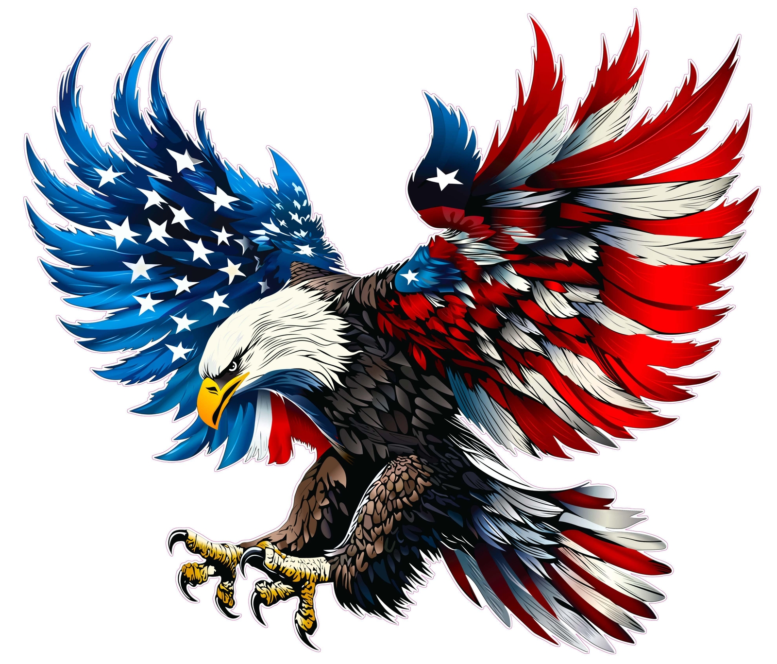 Patriotic American Flag Decals – Bald Eagle Red White Blue – Perfect for Patriot