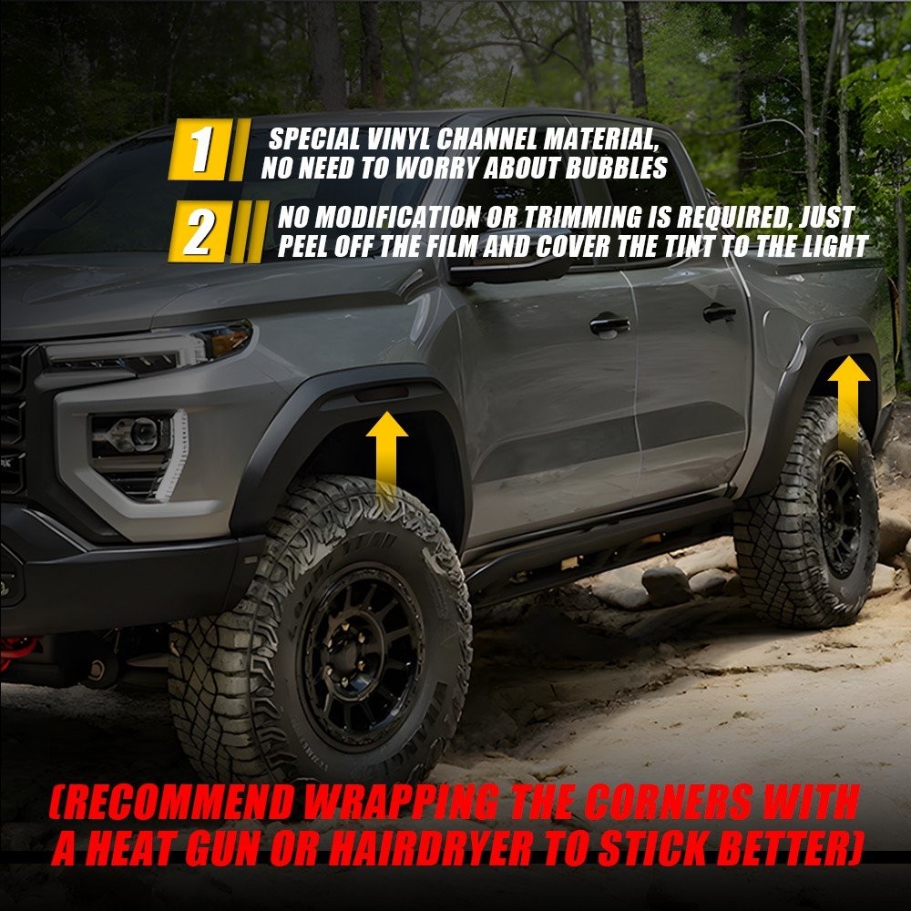 For 2023 2024 25 GMC Canyon Fender Marker Light Smoke Black Vinyl Overlay 4-20X