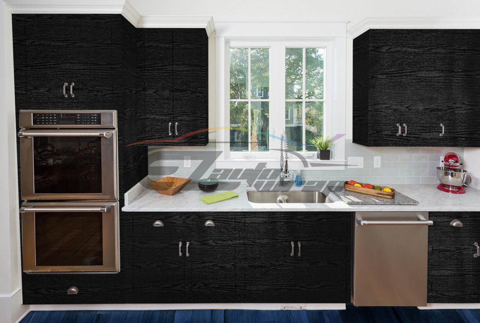 Premium Black Wood Grain Vinyl Wrap Sticker Decal Car Home Kitchen Decoration