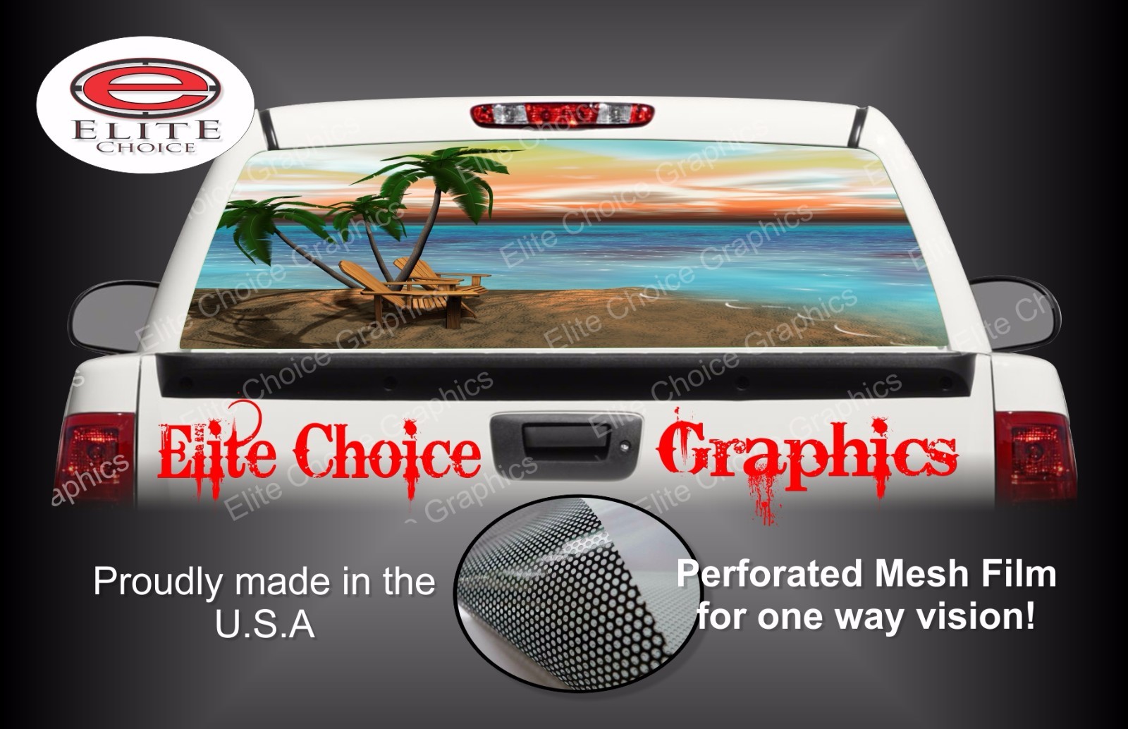 Beach Scene Dusk Rear Window Graphic Decal Sticker Truck Van Car SUV