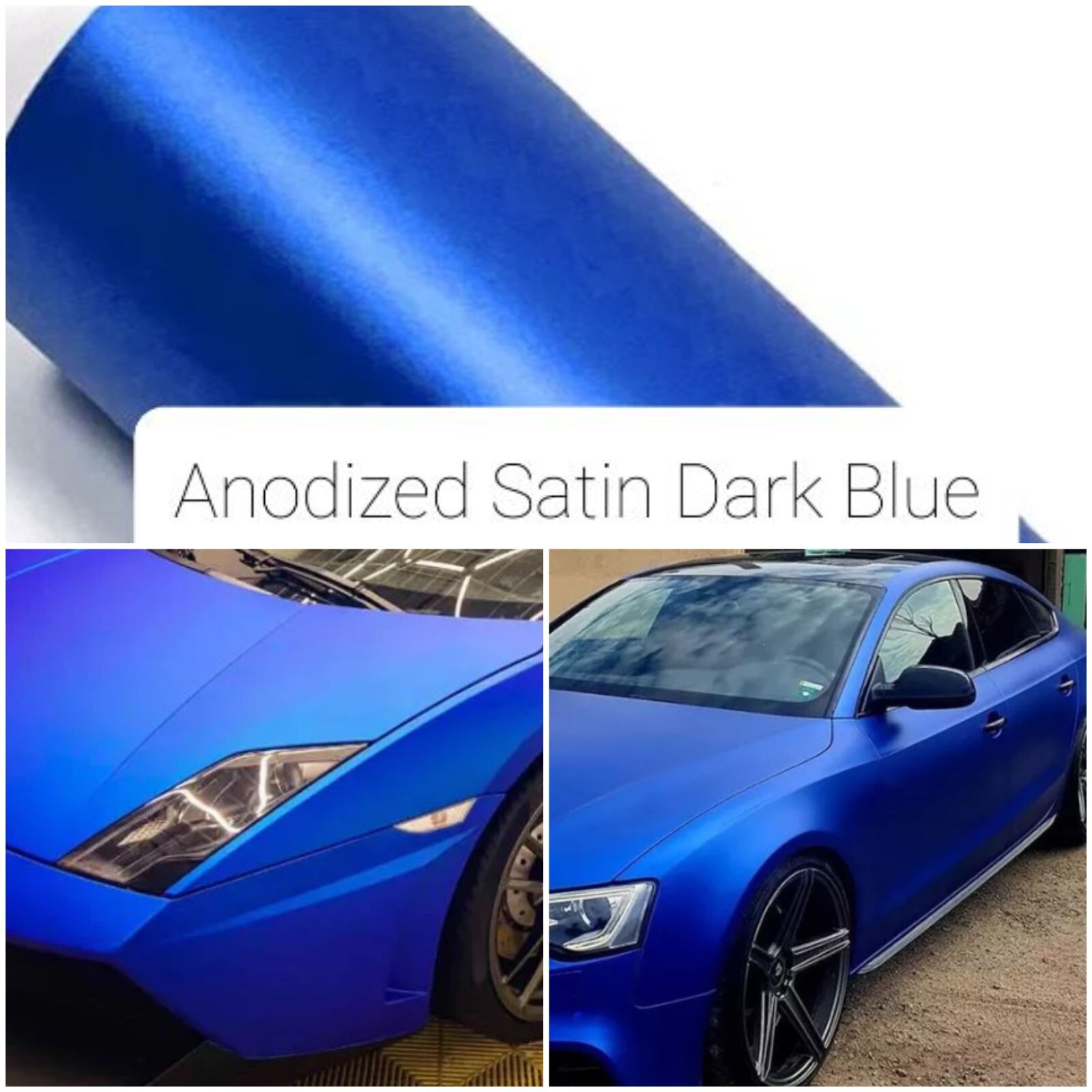 Matte Satin Anodized Dark Blue Vinyl Car Wrap Air Release Decal Sticker Film