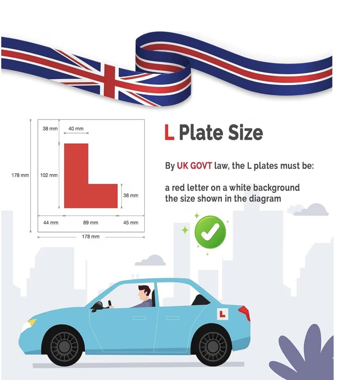 2 x FULLY MAGNETIC L PLATES SECURE Quick Easy To Fix Learner Sign – APPROVED