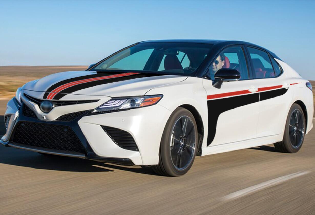 For TOYOTA CAMRY 2018-2022 Car Stickers Bonnet Racing Stripe Side Door Decals