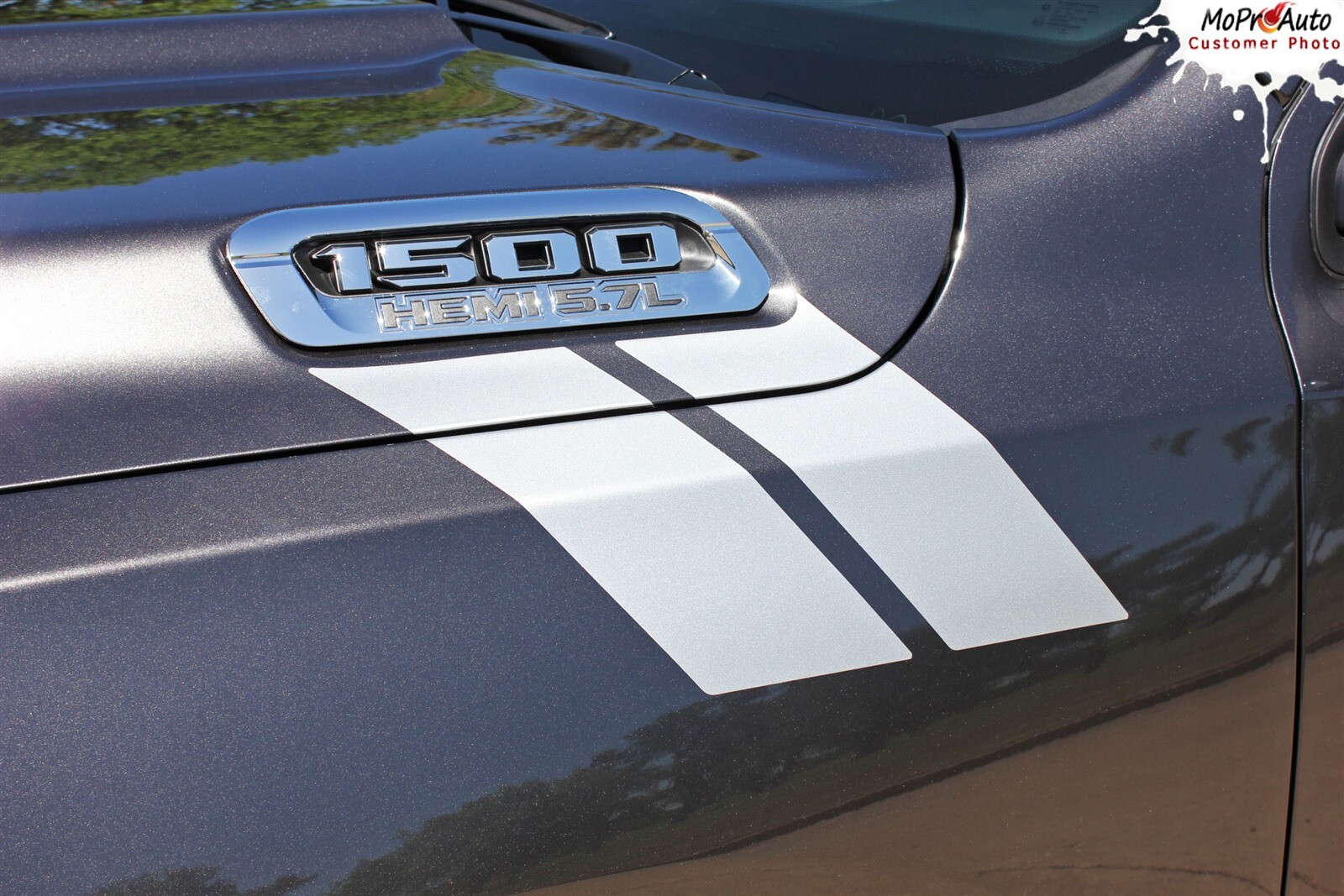 Hood Stripes HASH MARKS Bar Decals Vinyl Graphic for 2019-2024 Dodge Ram