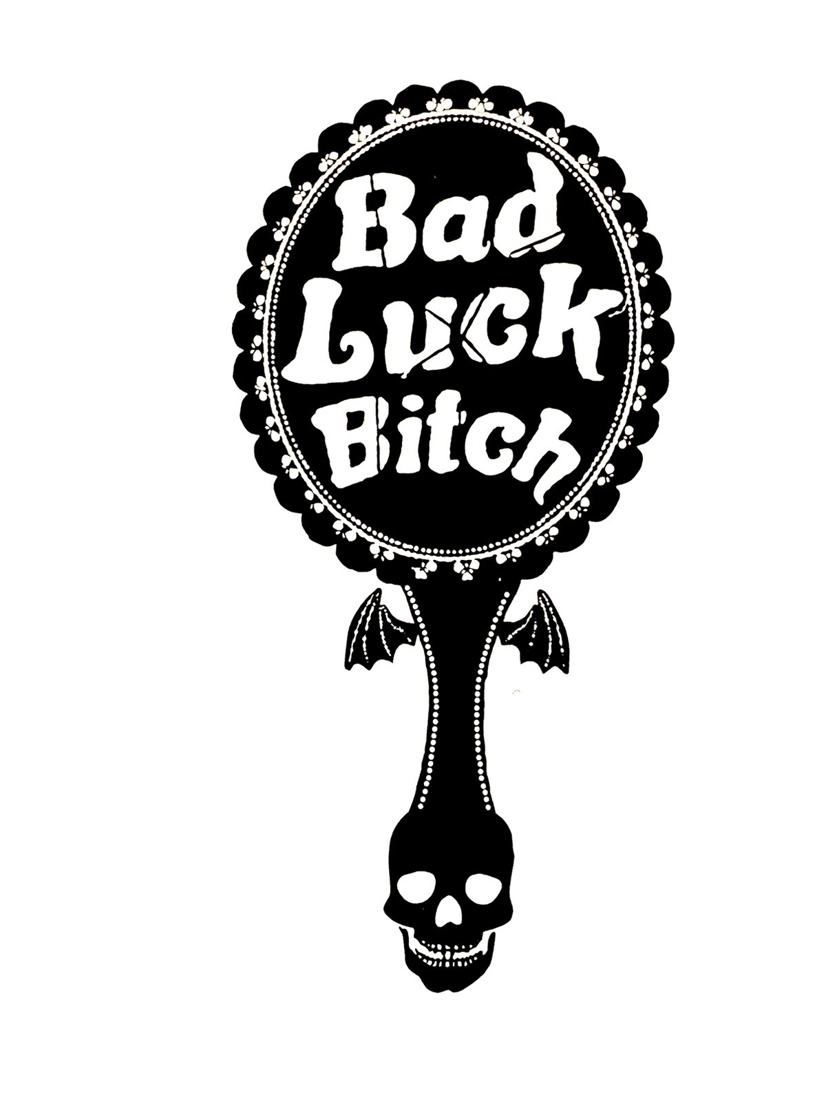 Bad Luck Sticker Bad Girl Mirror Dark Gothic Glam Punk Dark Skull Woman (6 Inch)