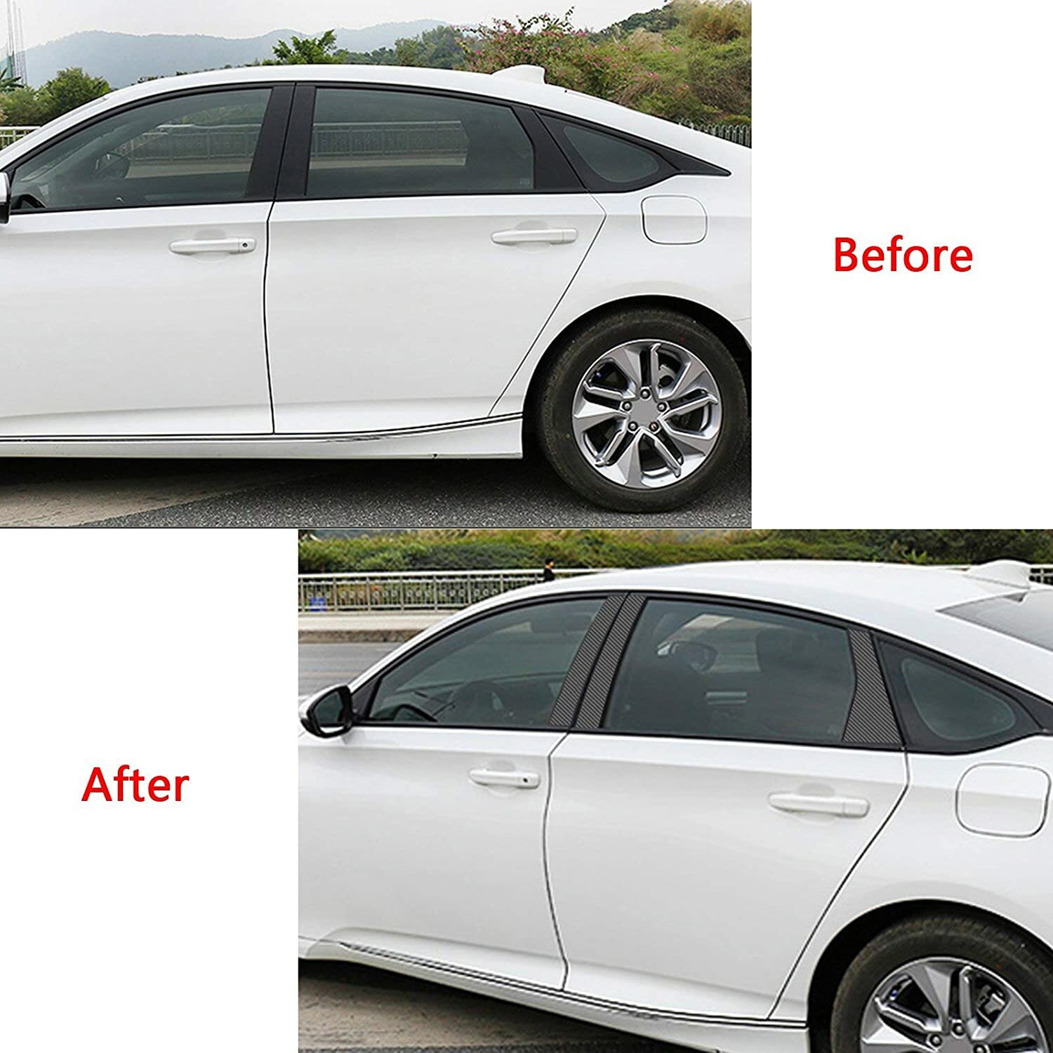 Black Carbon Fiber Car Window Pillar Post Trim Sticker For Honda Accord 2018-21