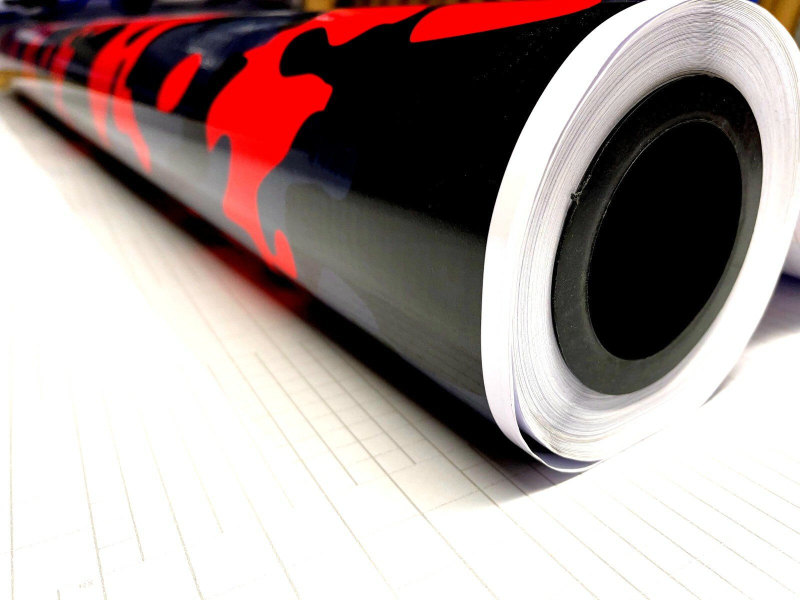 Red Black Gray Glossy Camouflage Vinyl Car Wrap Sheet +Free Tools (2 feet & up )