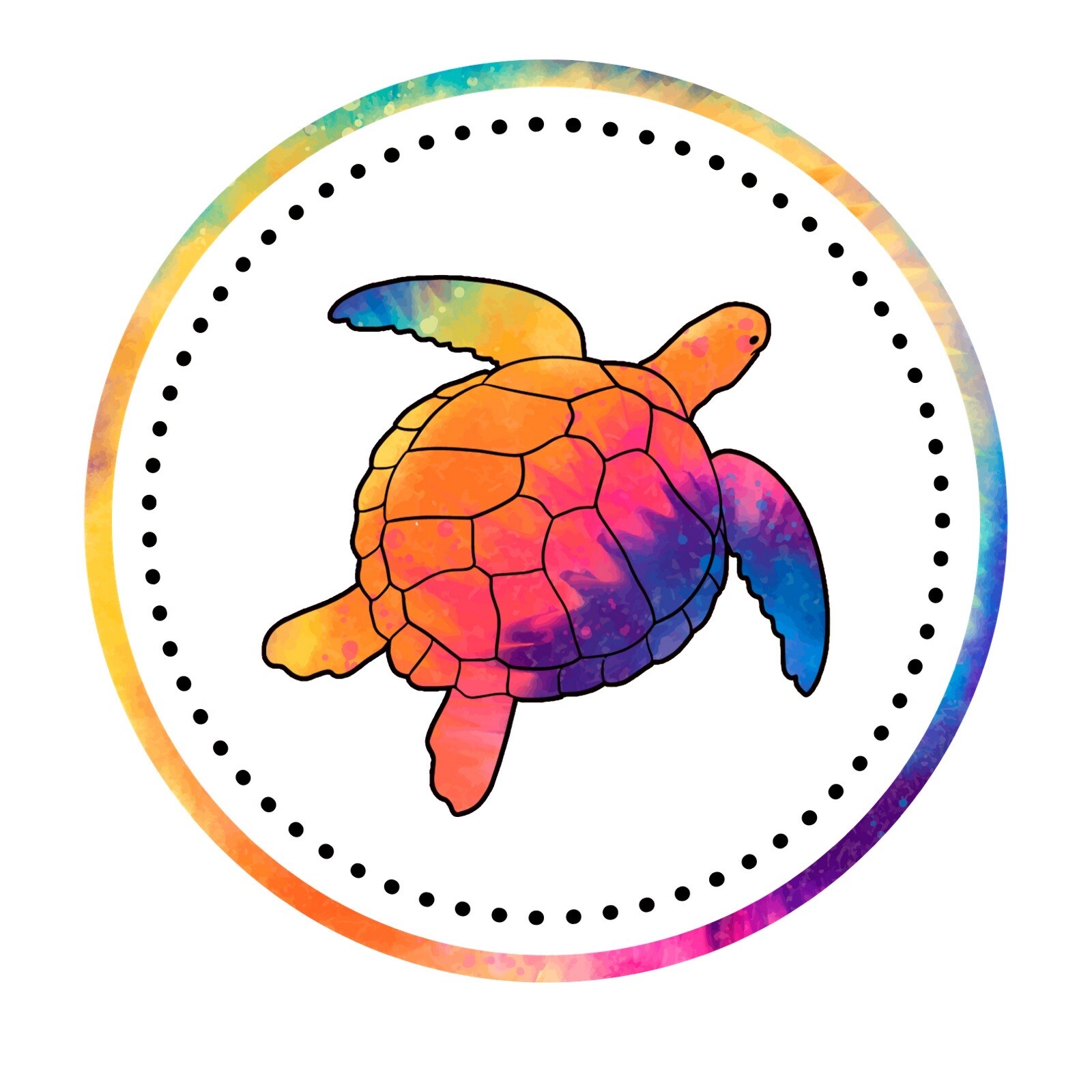 4” Sea Turtle Sticker Round Circle Rainbow Hawaii Design Hawaiian Beach Ocean