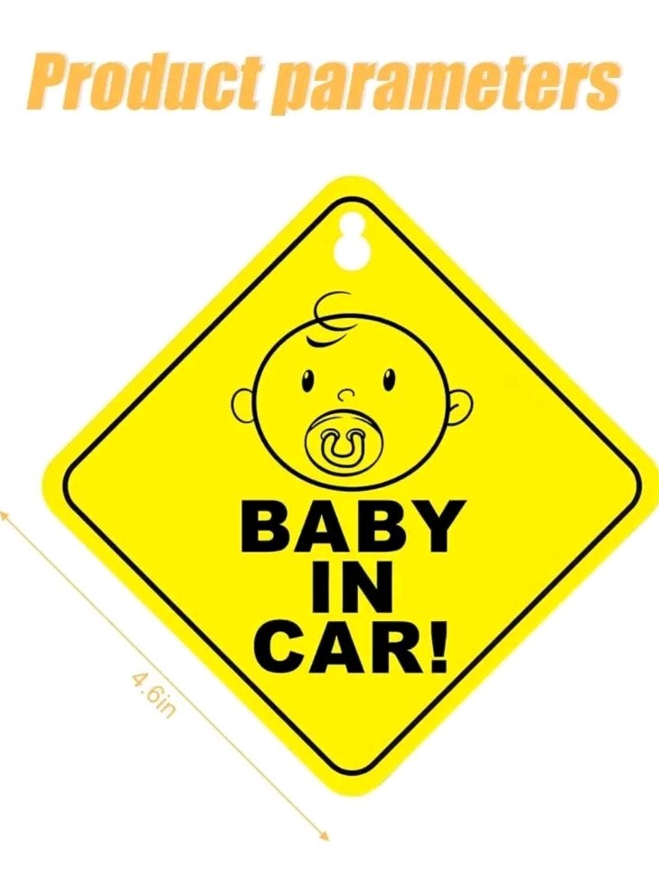 2PCS Baby on Board Sig for Cars, 5″ x 5″ Warning Sticker with Suction Cup
