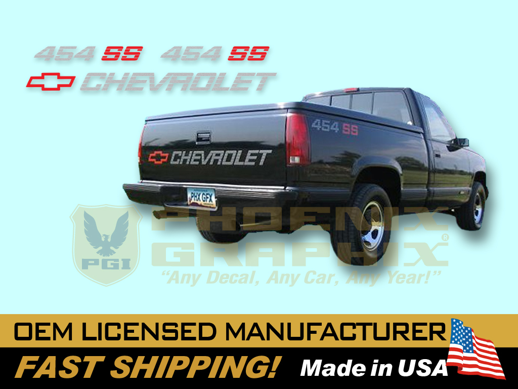 1990 1991 Chevrolet 1500 Truck 454 SS Bed Side & Tailgate Decals & Stripes Kit