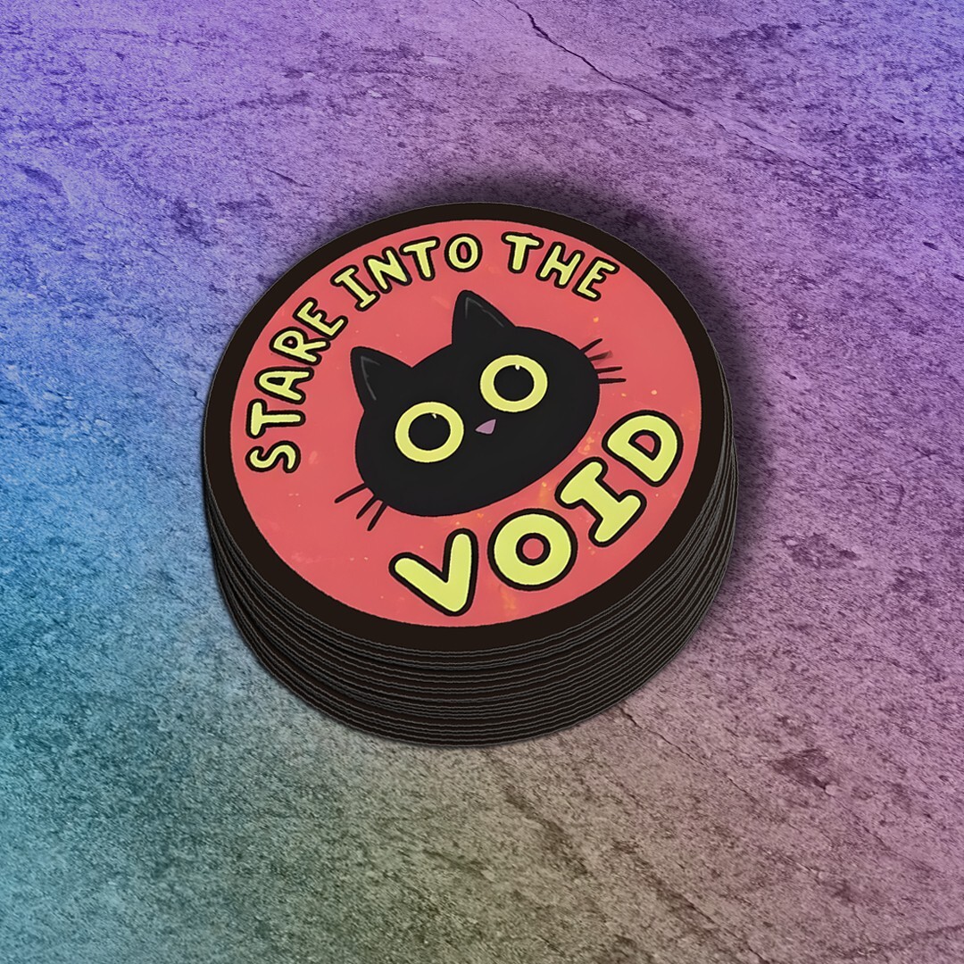 Black Cat Sticker: Stare Into the Void Cat Decal: Laptop, Water Bottle Decal