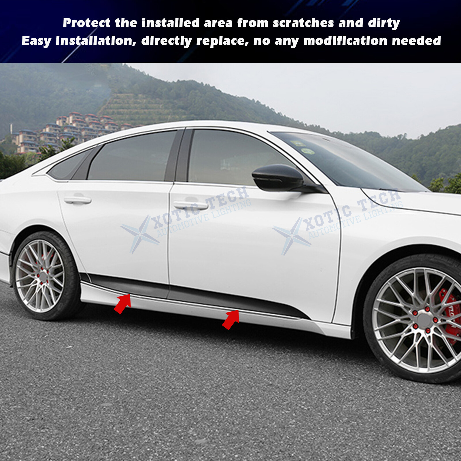 Door Sill Side Skirt Lower Stripe Sticker For Honda Accord 10th Glossy Black