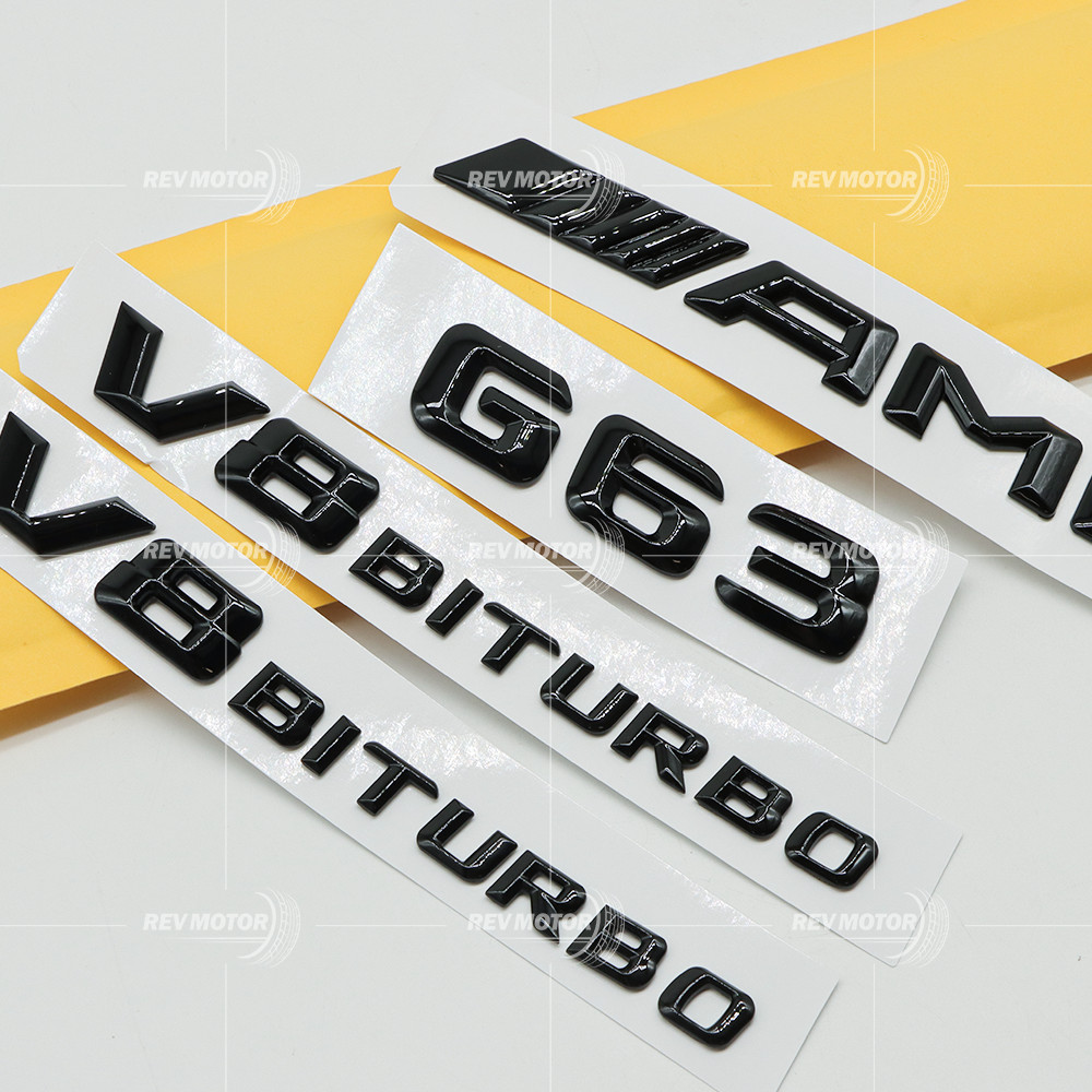4pcs Gloss Black 3D Raised Badge For AMG G63 G-Class V8 Biturbo Side Rear Emblem