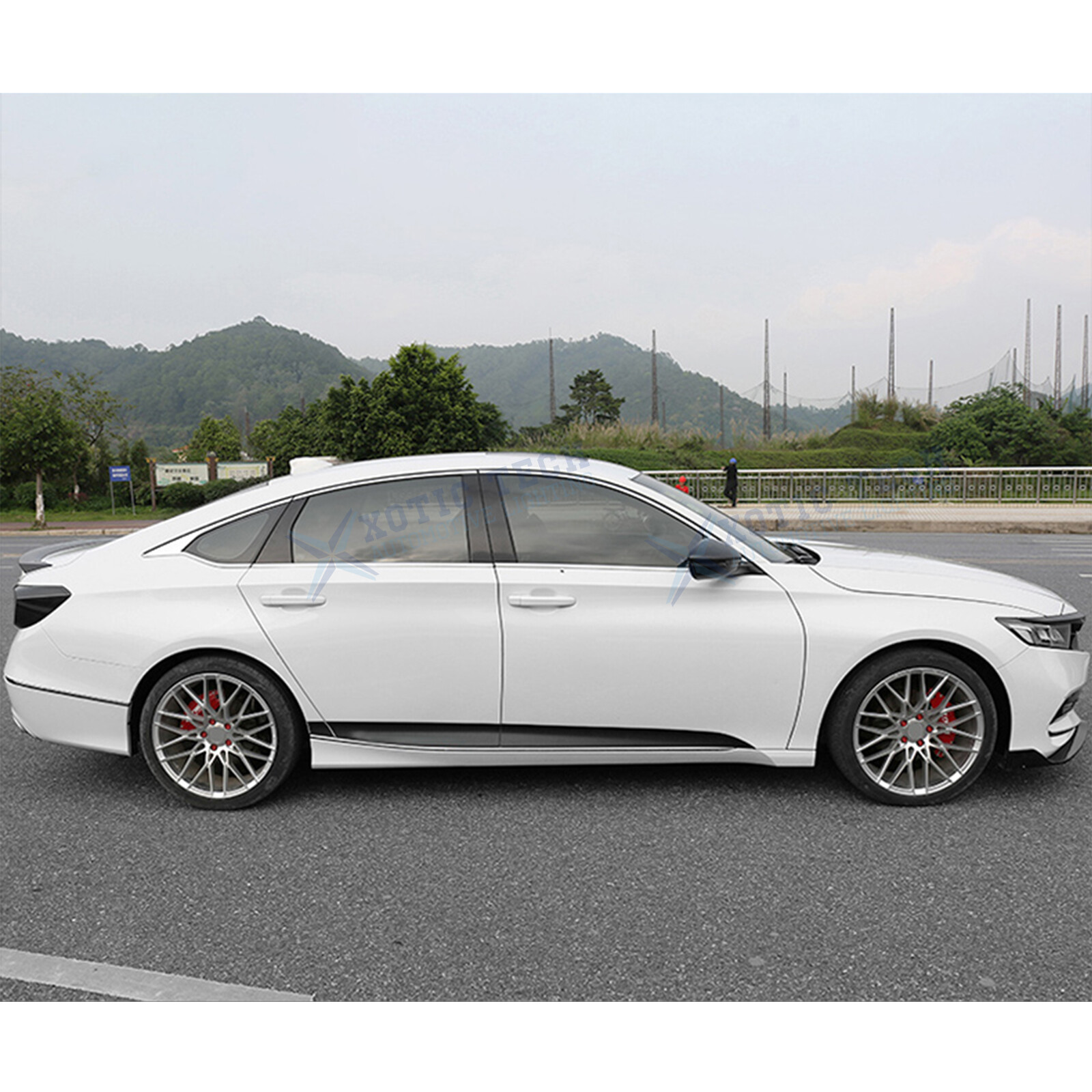 Gloss Black KK Vinyl Pre-Cut Door Side Lower Skirt Trim For Accord 10th 18-21