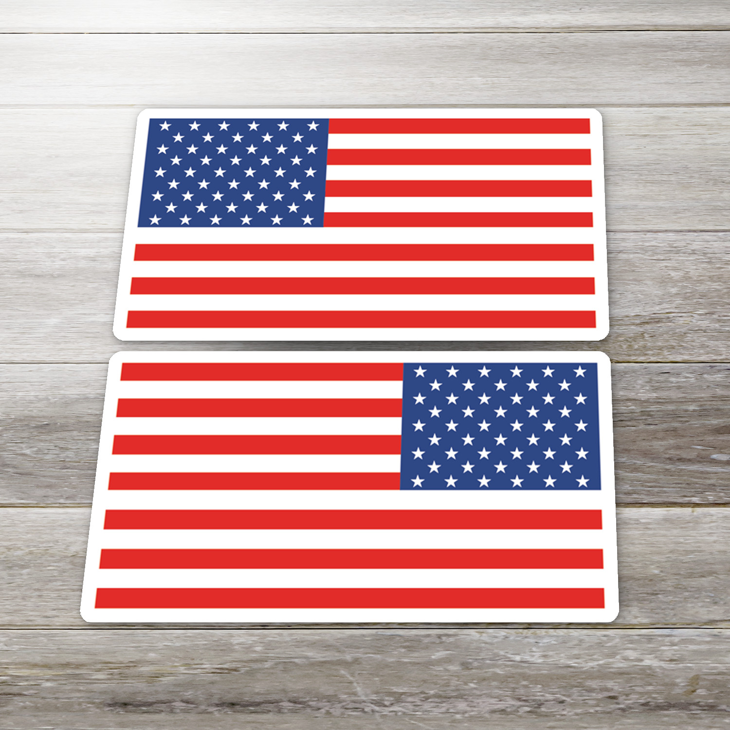 American Flag Vinyl Sticker Pair Left Right Reverse Decal Weatherproof 1.5″-25″