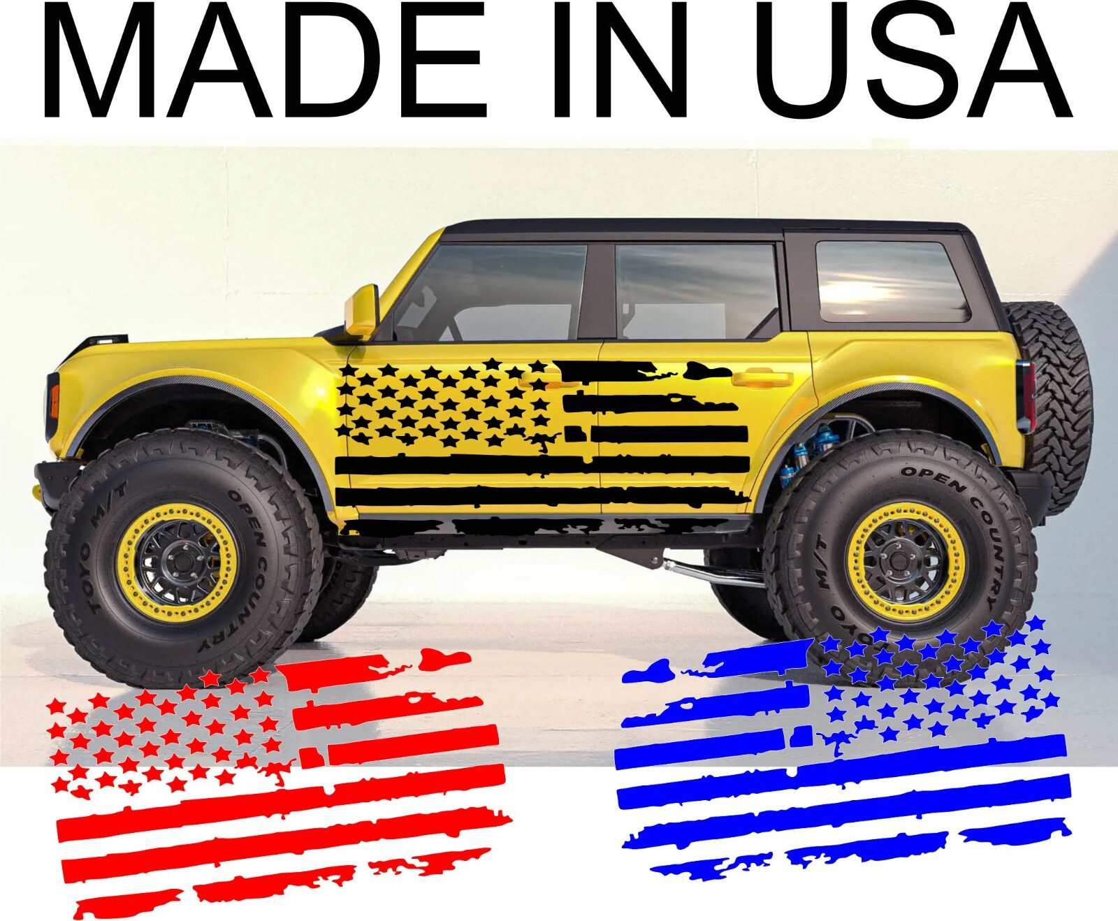 2X USA Flag Truck Side Decals 44x80in Left & Right Pair Made in USA