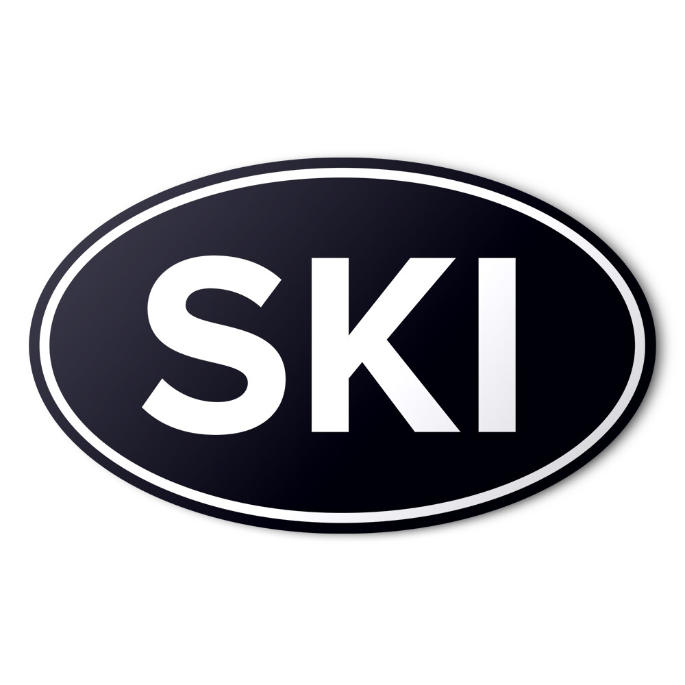 SKI ANTI-UV VINYL BUMPER STICKER Skiing Winter Sports Euro Oval Car Decal