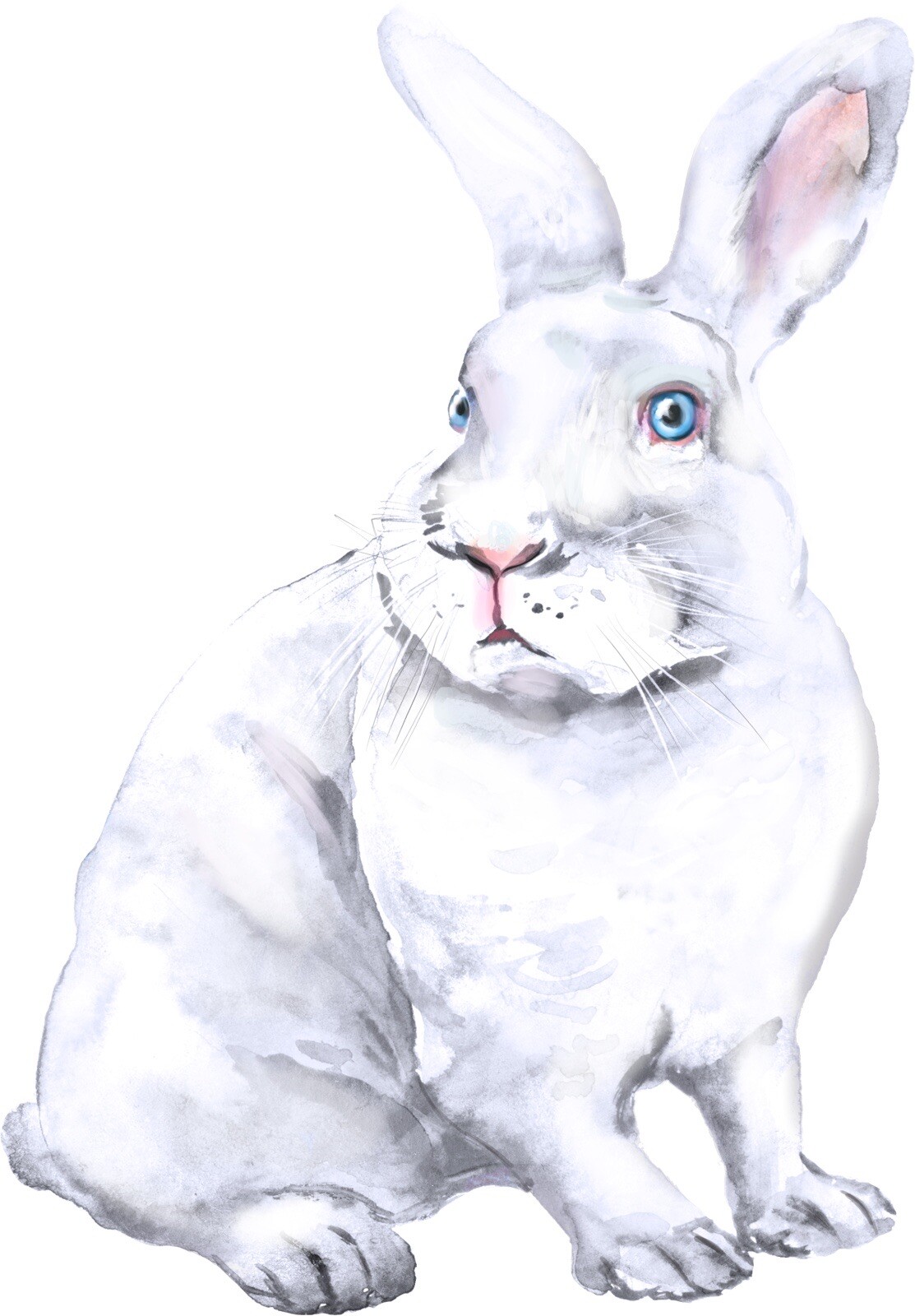 4” White Rabbit Bunny Sticker Brown Cute Fluffy Furry Domestic Pet Adopt