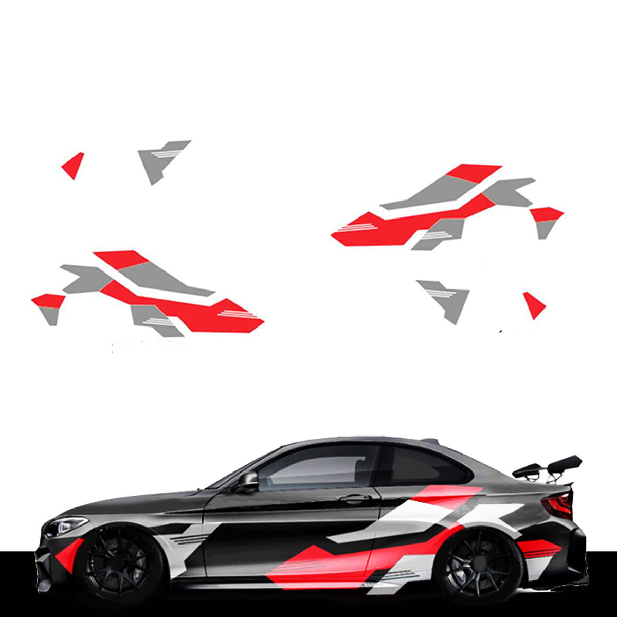 Racing Sport Styling Vinyl Decals Modified DIY Stickers Red/Gray For Car Side