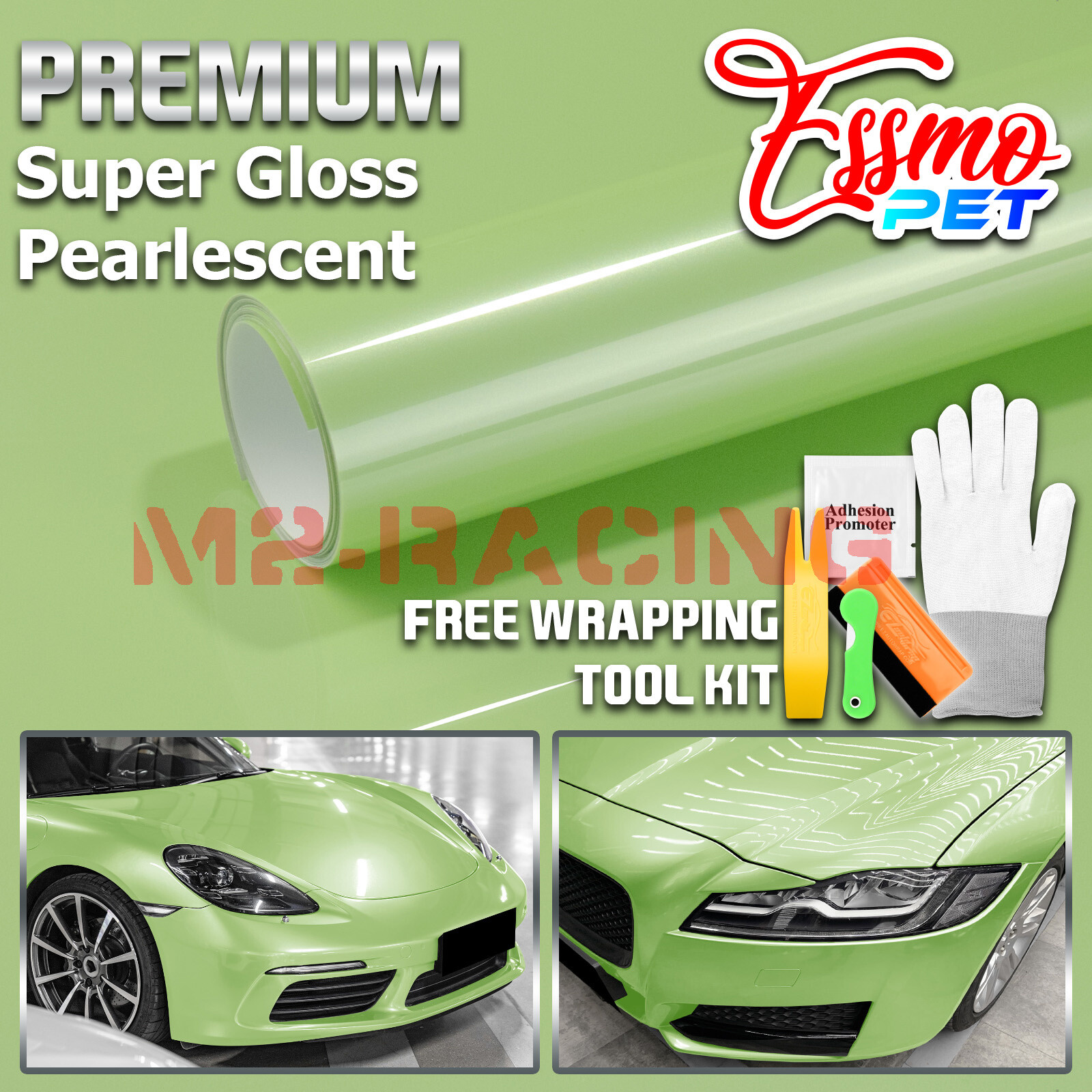 PET Super Gloss Pearlescent Mint Green Car Vehicle Vinyl Wrap Decal Sticker