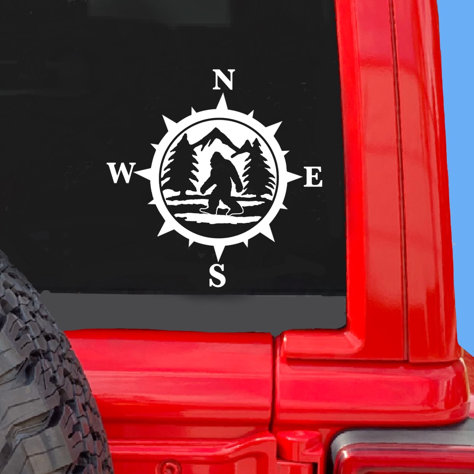 Bigfoot Compass Decal. Perfect for Car Windows or anything with a hard surface.
