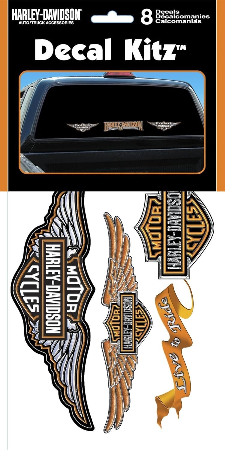 Harley-Davidson Decals (8 Decals) Various Sizes – Licensed – Adhesive Stick-on