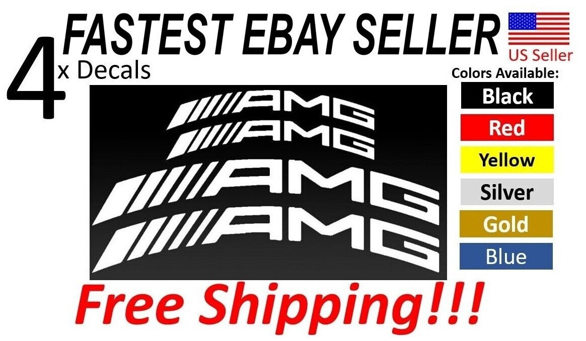 4x Caliper Vinyl Decal for Curved AMG Mercedes Benz Brake sticker FREE SHIPPING