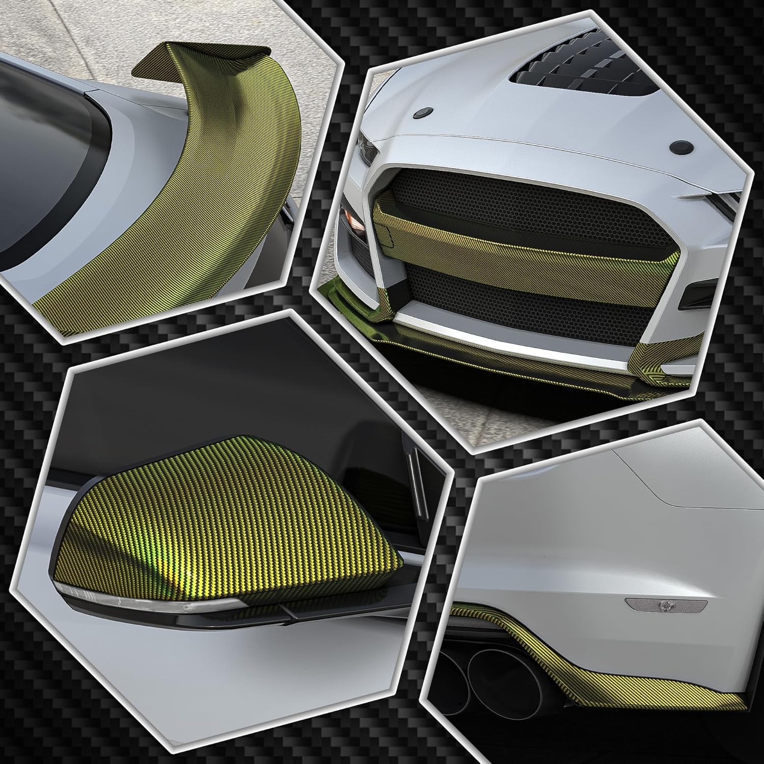 Versatile Gold Carbon Fiber Vinyl Wrap – 1FT x 5FT with Air Release Technology