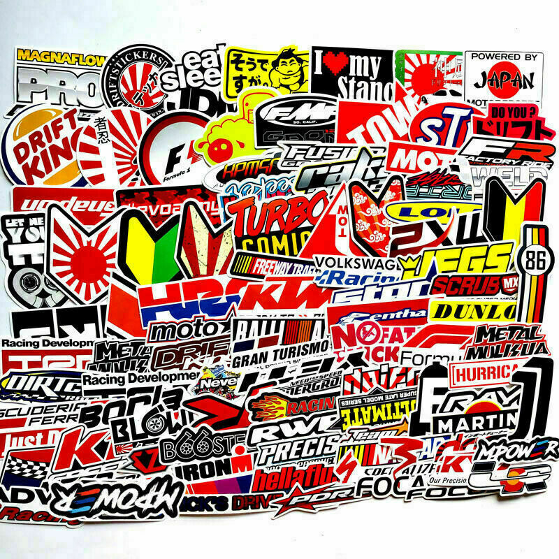100PCS JDM Stickers Bomb Pack Car Motorcycle Racing Motocross Helmet Vinyl Decal