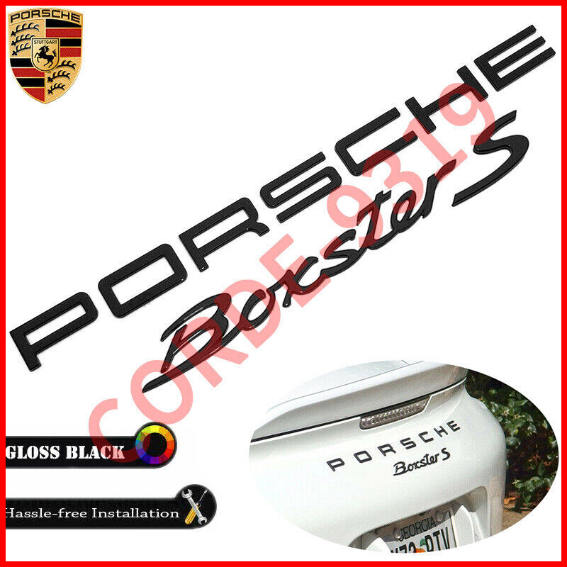 Gloss Black P-O-R-S-C-H-E Boxster S Letters Rear Badge Emblem Look Deck Lid Set
