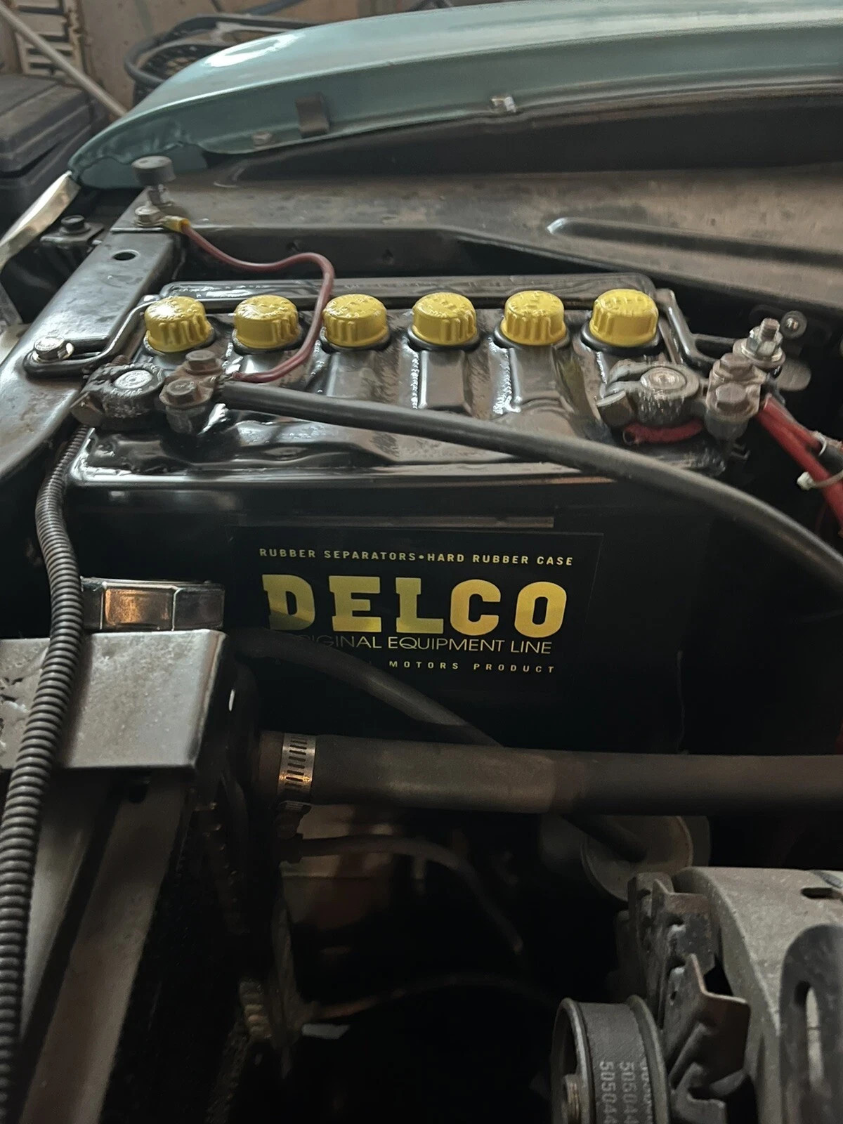 63-72 Impala R59 top terminal Battery tag + Delco side sticker Repros 2 PCS