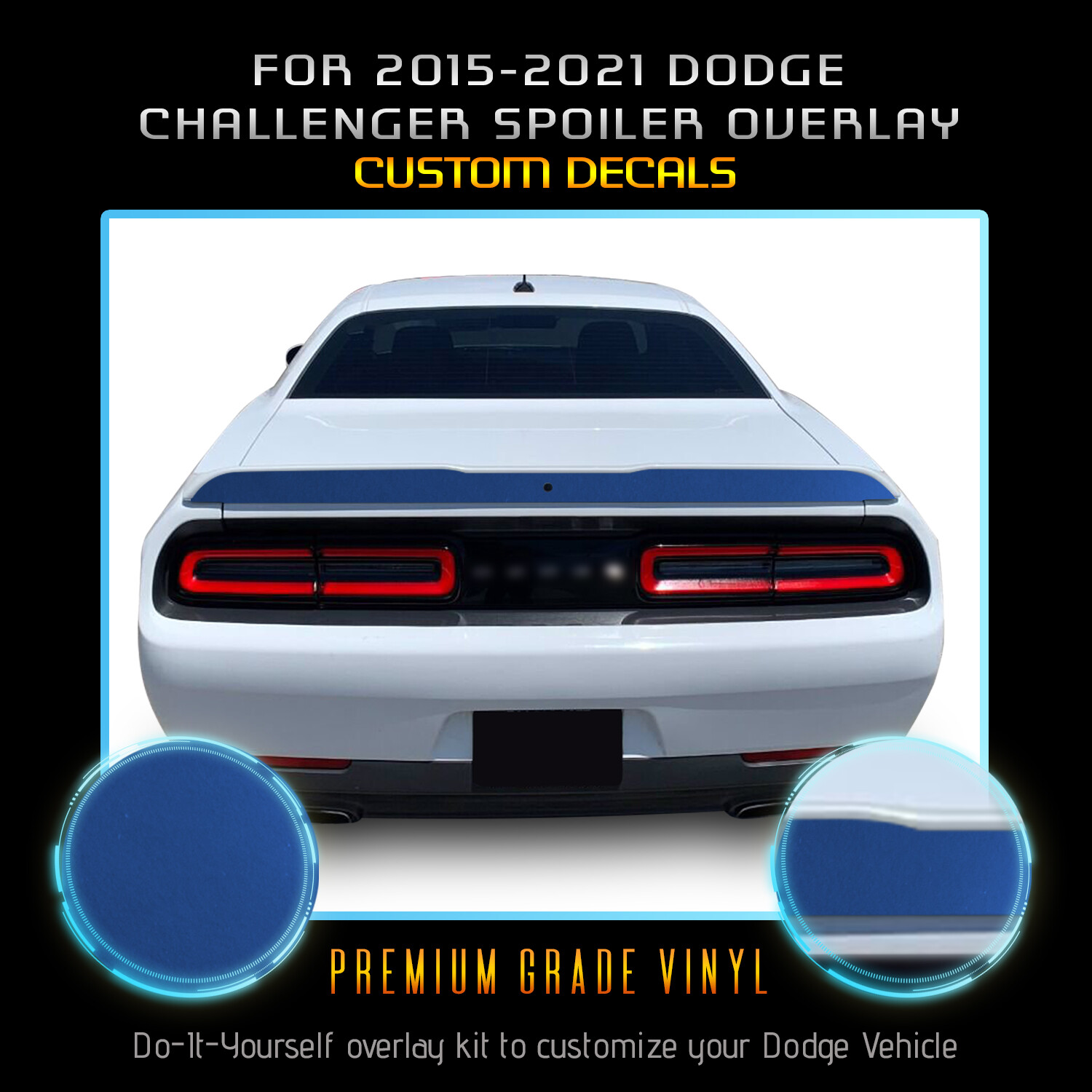 For 2015-2021 Challenger Spoiler Graphic Overlay Decal V2 – Satin Metallic Vinyl