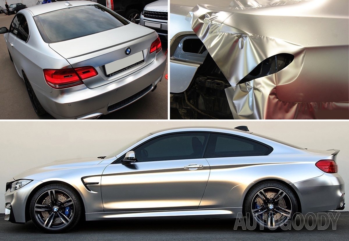 240″x60″ Satin Matte Chrome Metallic Silver Vinyl Film Wrap Bubble Free 20ftx5ft