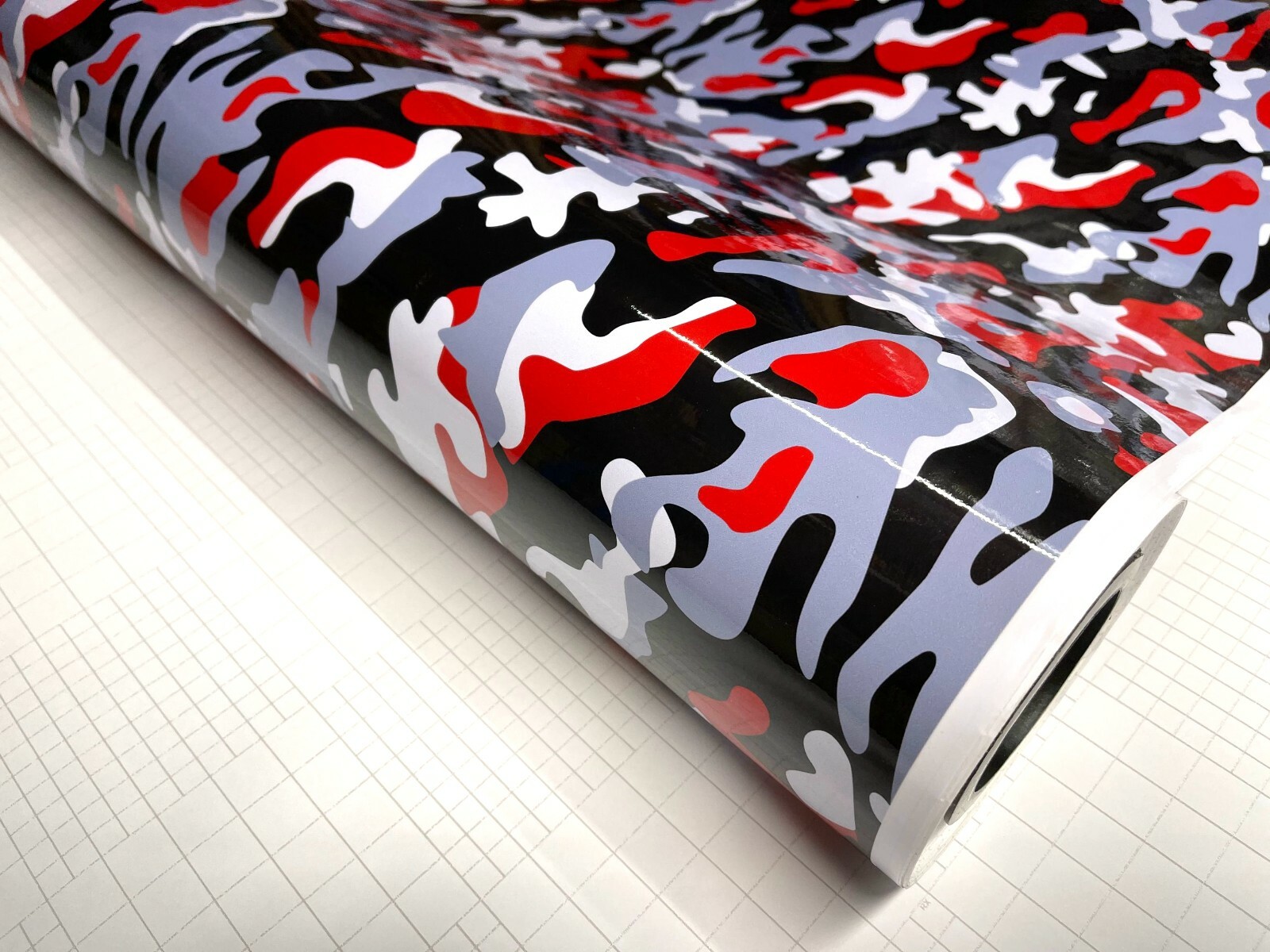 Red Black White Gray Glossy Camouflage Vinyl Car Wrap Sheet +Tools(2 feet & up)