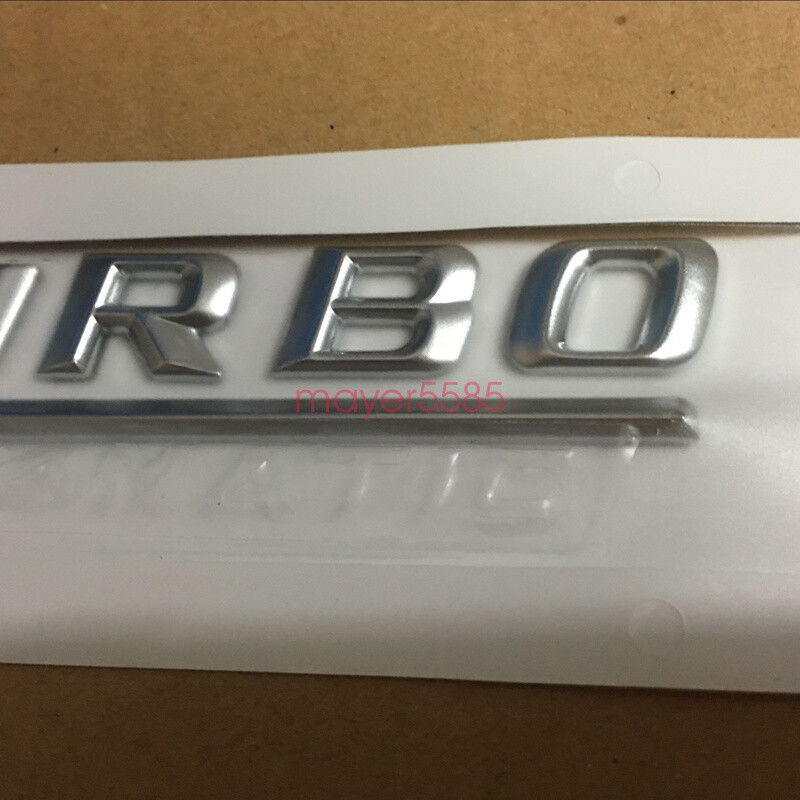 2x TURBO 4 MATIC Chrome Side Decal Badge Sticker for Mercedes-Benz C43 C63 E63