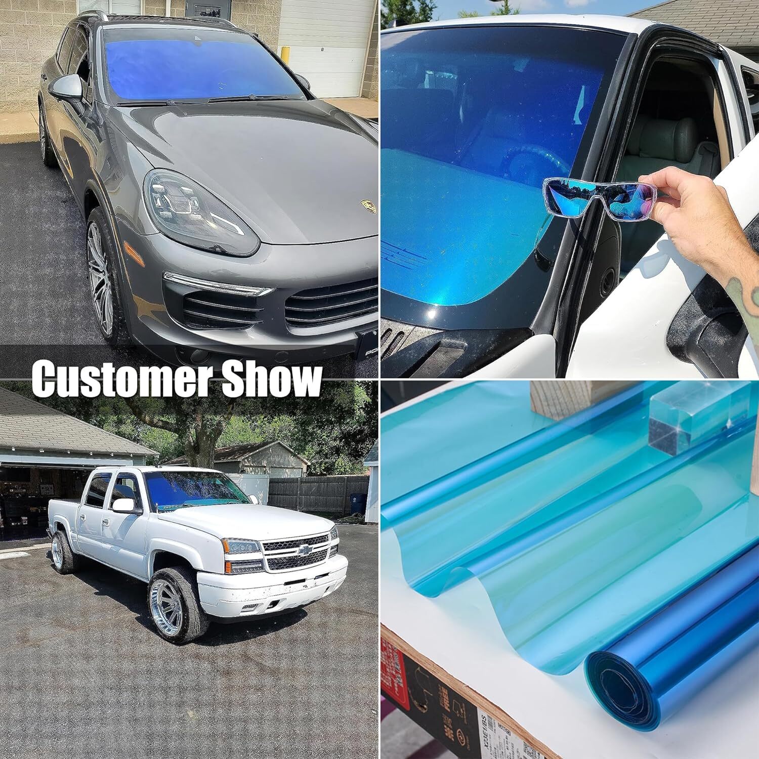 60%VLT Chameleon Light Blue Front Window Roll Tint Solar Film Protection Sticker