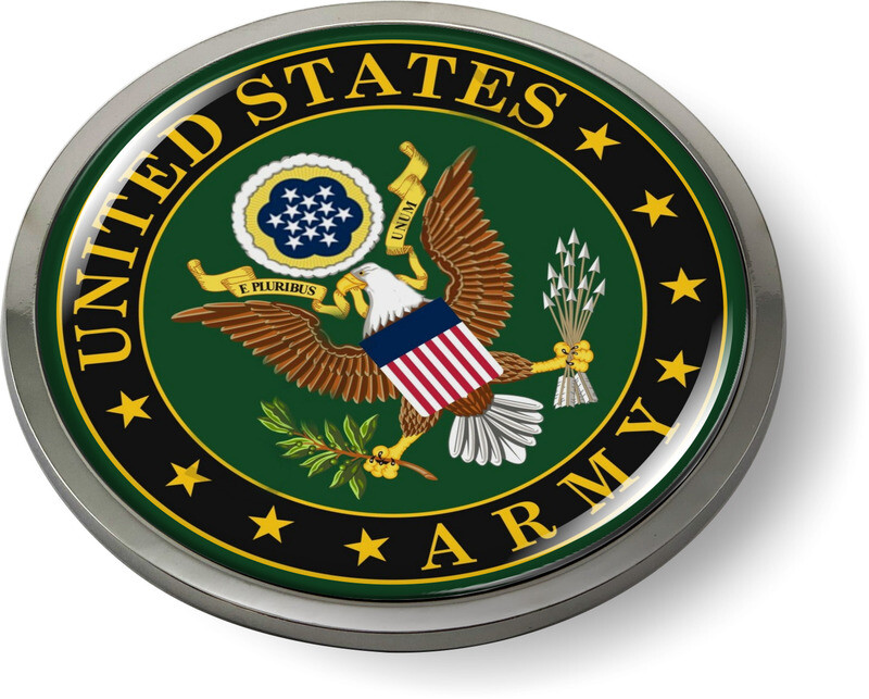 UNITED STATES ARMY 3D Domed Emblem Badge Car Sticker Chrome ROUND Bezel