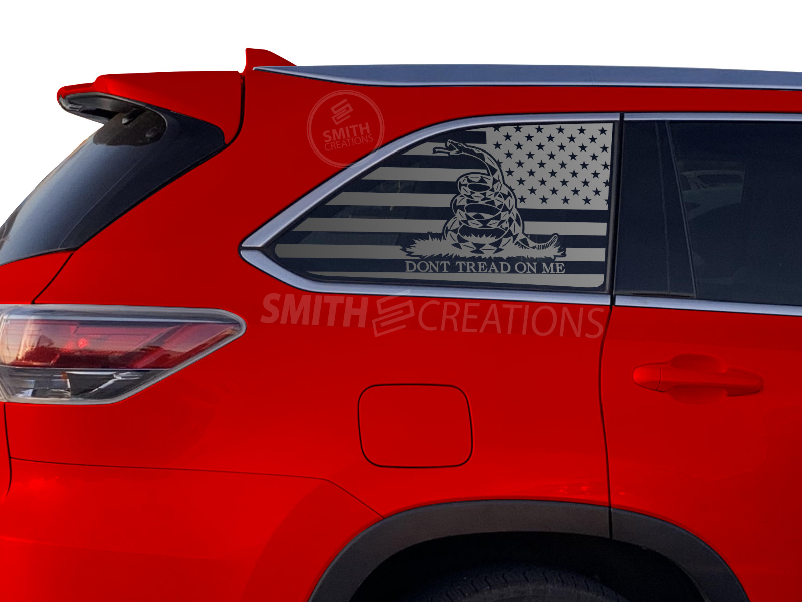 Fits 2014-2019 Toyota Highlander Standard American Flag + Gadsden Window Decal