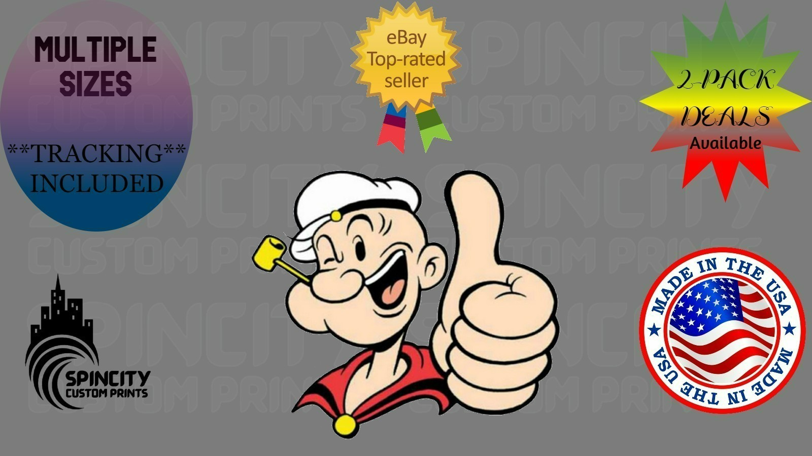 Popeye Thumbs up Car Window Vinyl Decal Laptop Large Graphic Bumper Sticker NEW