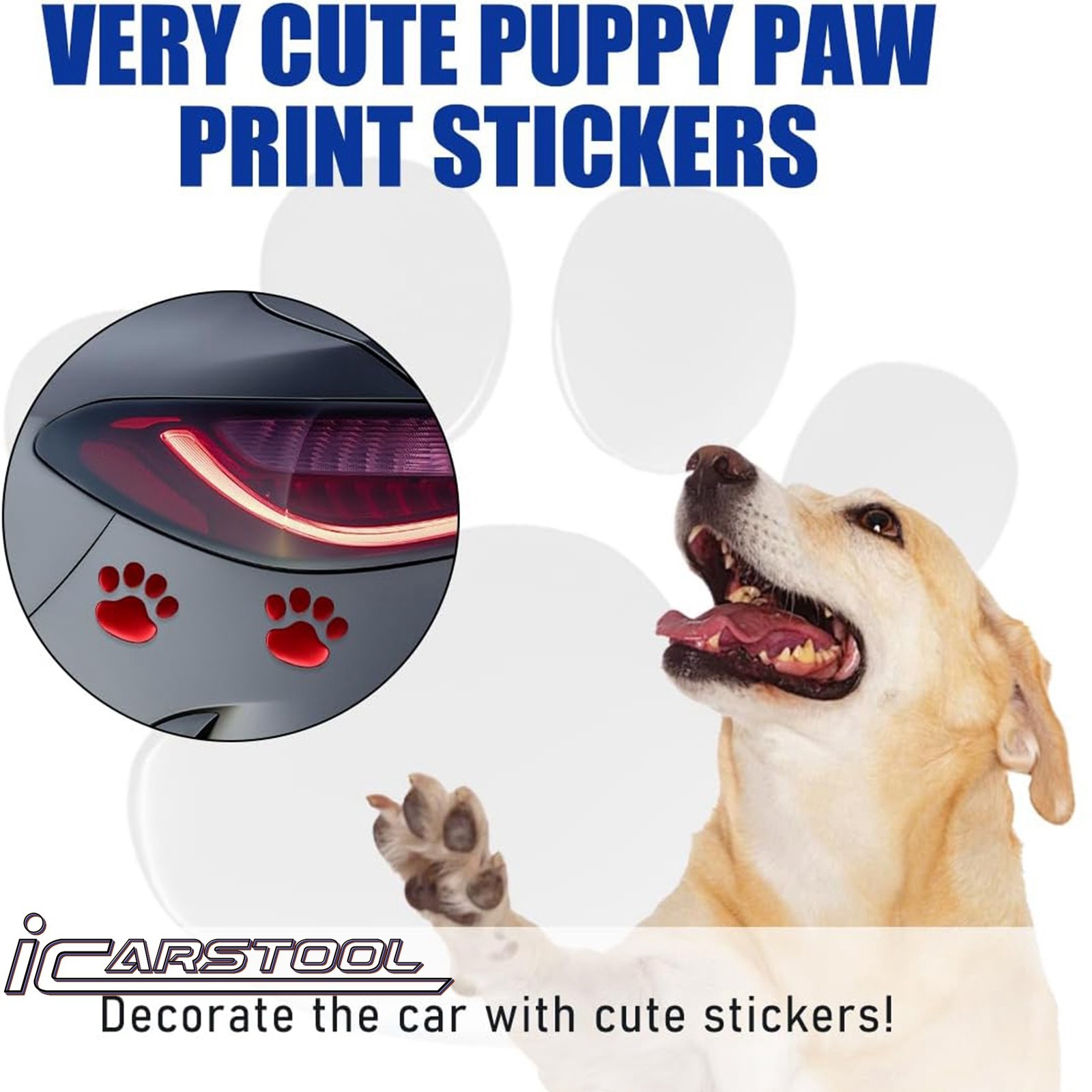 4 PCS 3D Red Dog Paw Car Decal Auto Bumper Window Laptops Decor Emblem Decal