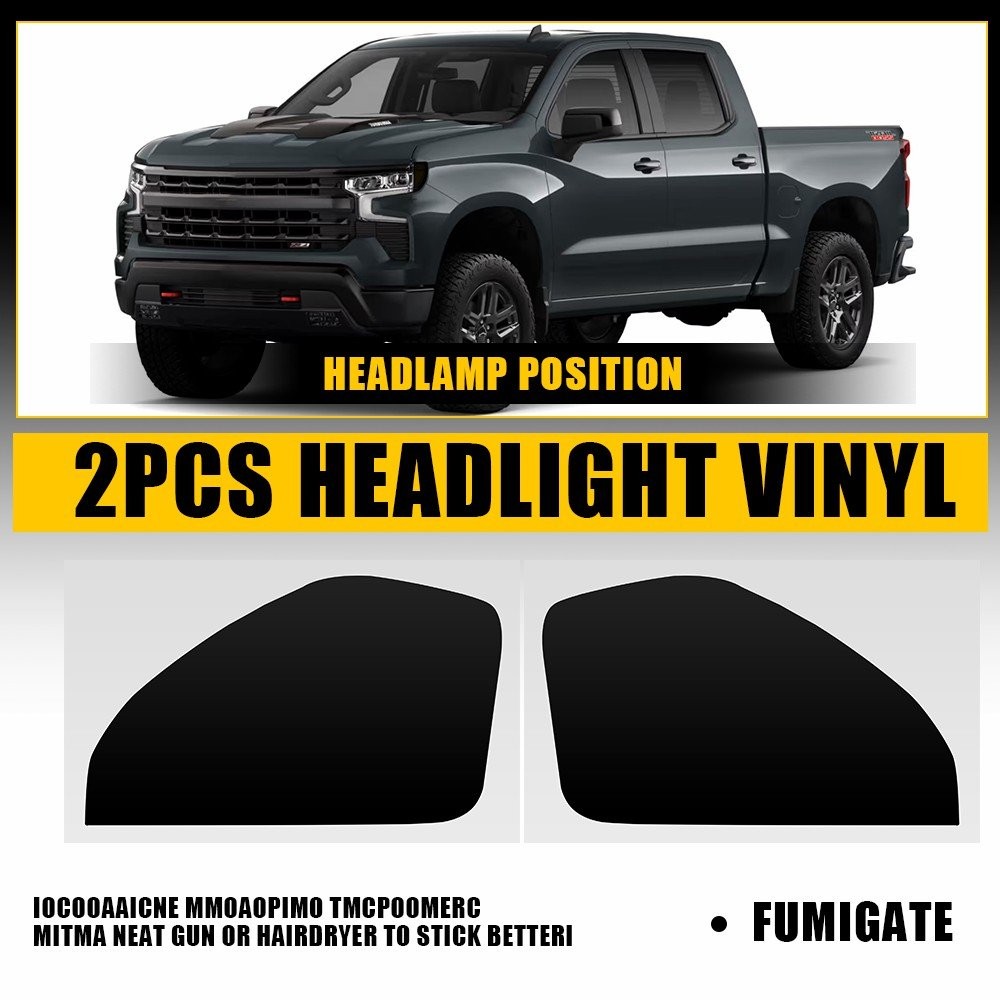 For 2022-2025 Chevrolet Silverado Smoked Headlight Side Marker Vinyl Tint Decals