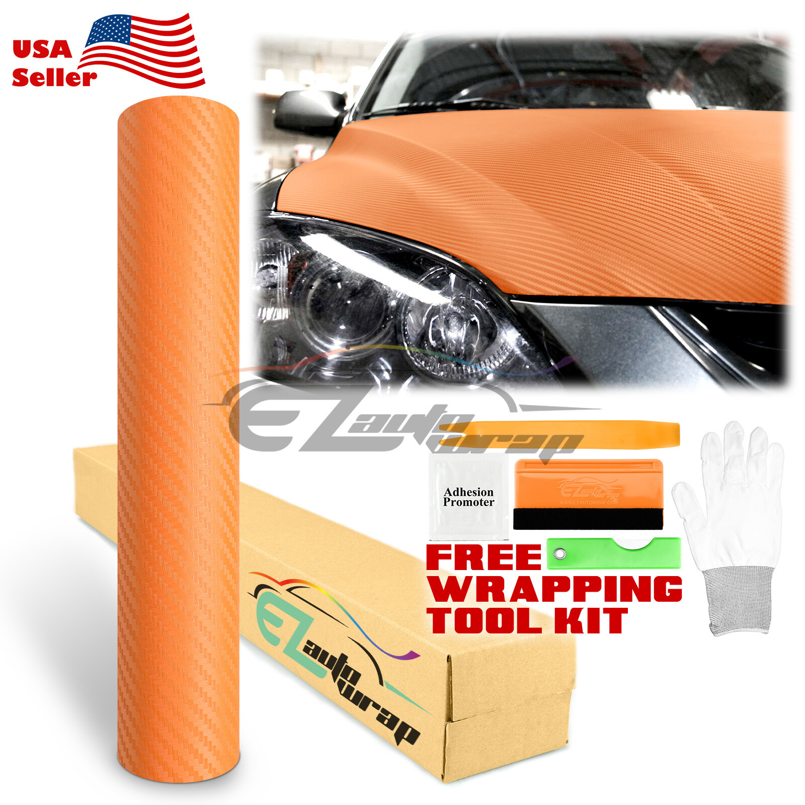 3D Carbon Fiber Orange Textured Matte Vinyl Car Wrap Sticker Decal Film Sheet